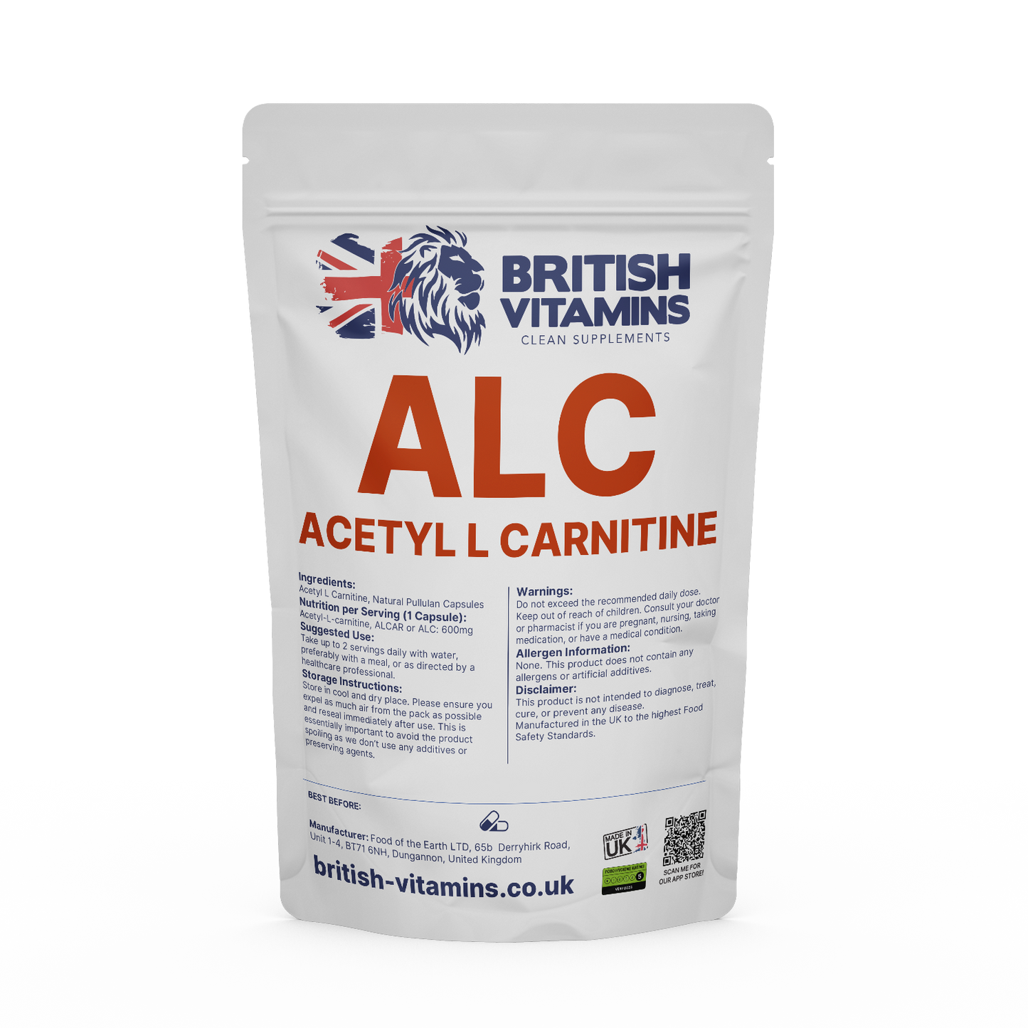 Acetyl L-Carnitine ALC (ALCAR) Health & Beauty:Vitamins & Lifestyle Supplements:Sports Supplements:Protein Shakes & Bodybuilding British Vitamins 5 Capsules ( Sample )