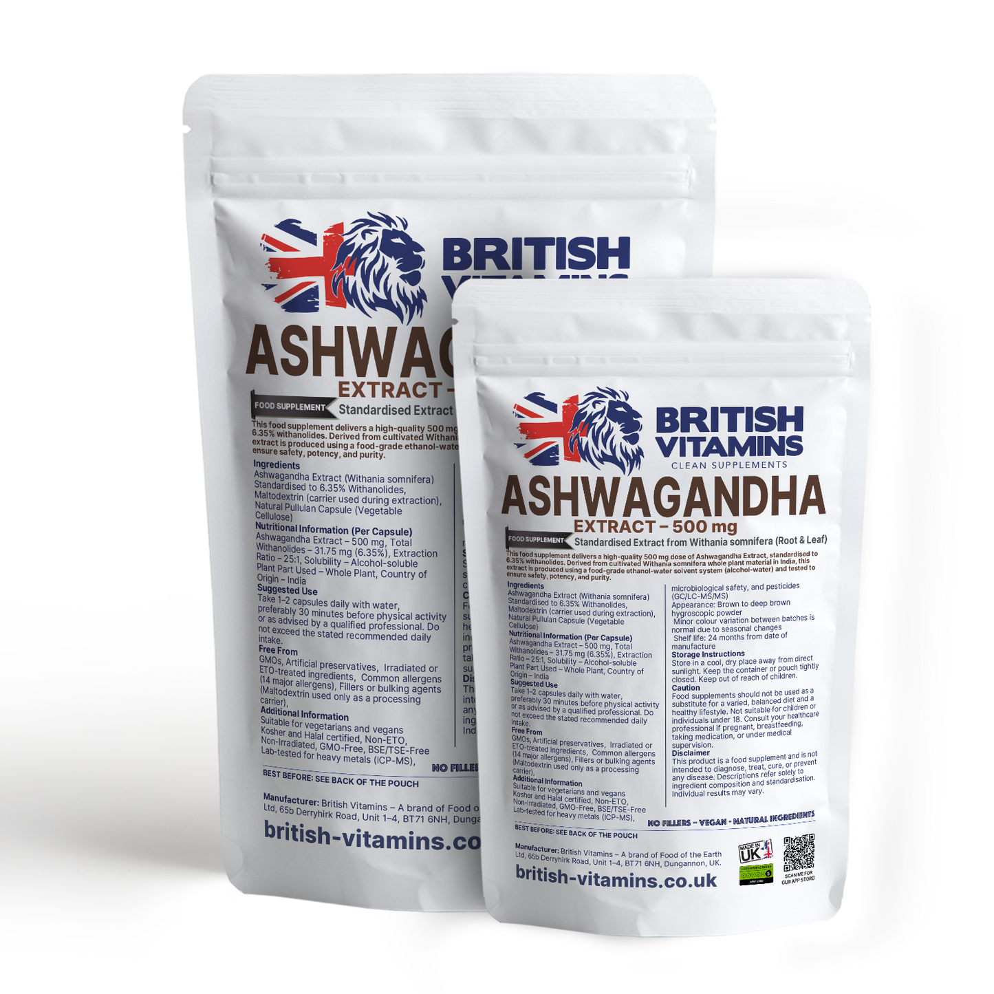 Ashwagandha+ 500mg High-Strength Extract British Vitamins