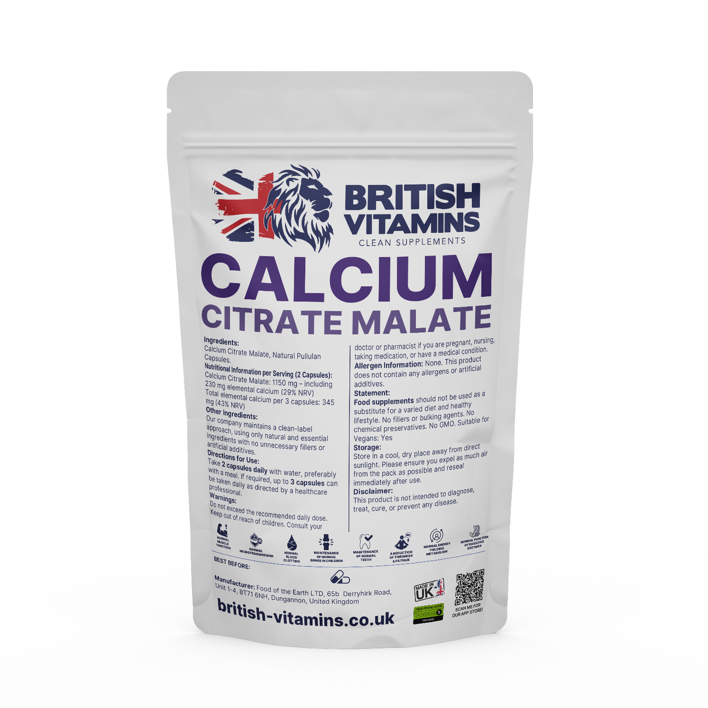 Calcium Citrate Malate British Vitamins 60 Capsules