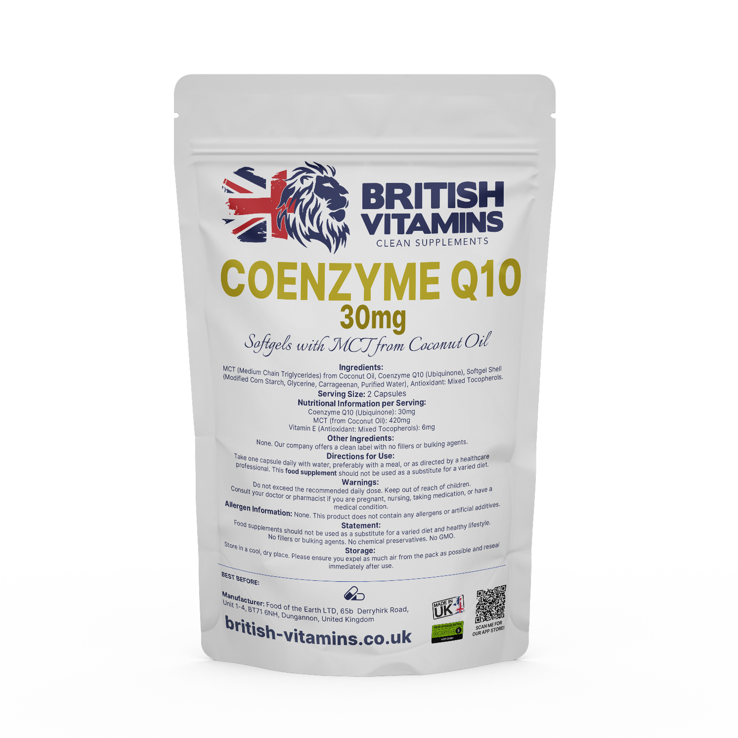 Co Enzyme Q10 Ubiquinone 30mg Health & Beauty:Vitamins & Lifestyle Supplements:Vitamins & Minerals British Vitamins 60 Softgels
