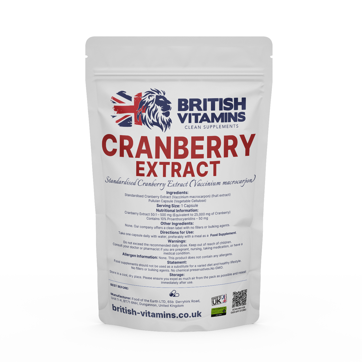Cranberry Extract Health & Beauty:Vitamins & Lifestyle Supplements:Vitamins & Minerals British Vitamins 5 Capsules (Sample)