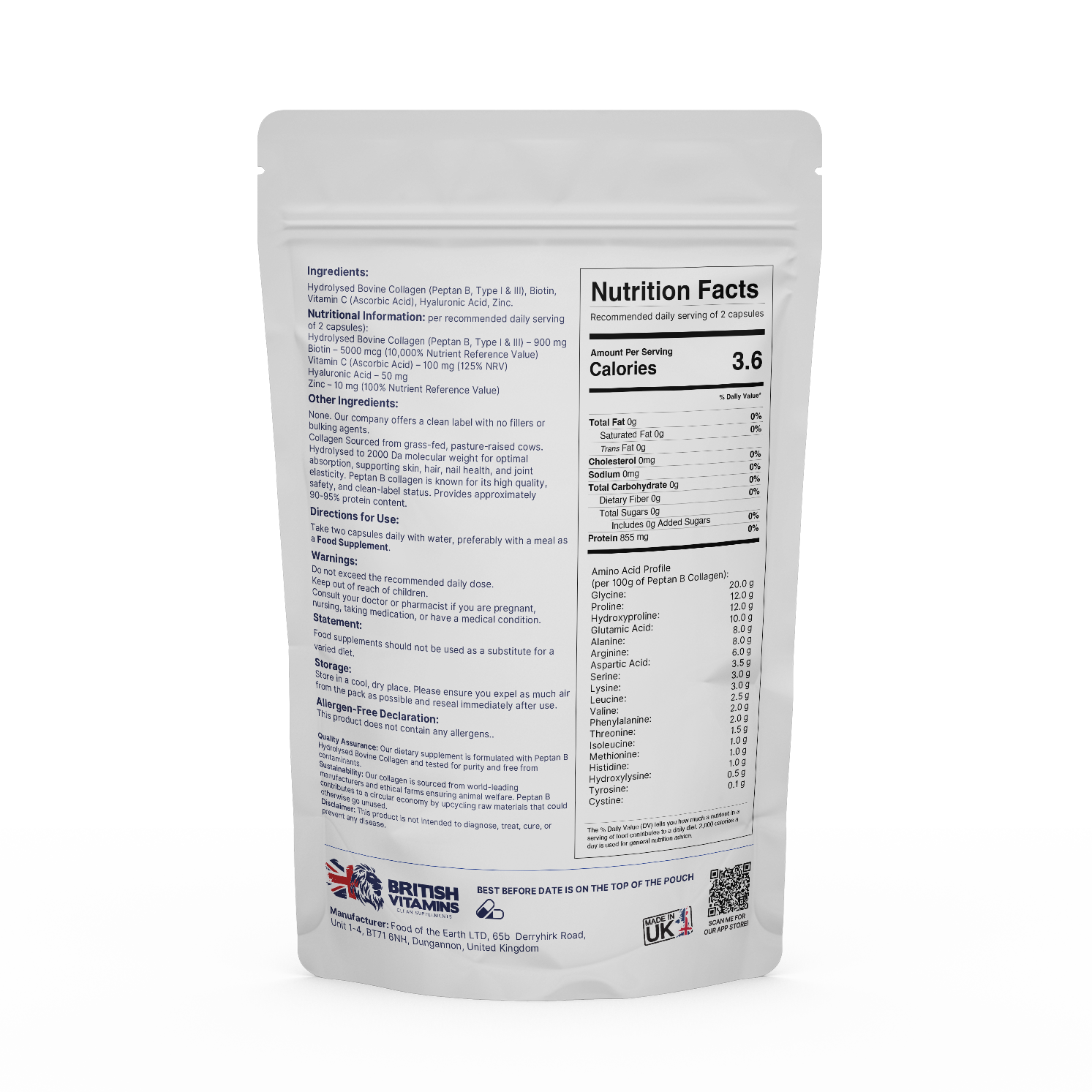 Collagen & Biotin Complex, Biotin, Vitamin C, Hyaluronic Acid, Zinc Health & Beauty:Vitamins & Lifestyle Supplements:Vitamins & Minerals British Vitamins