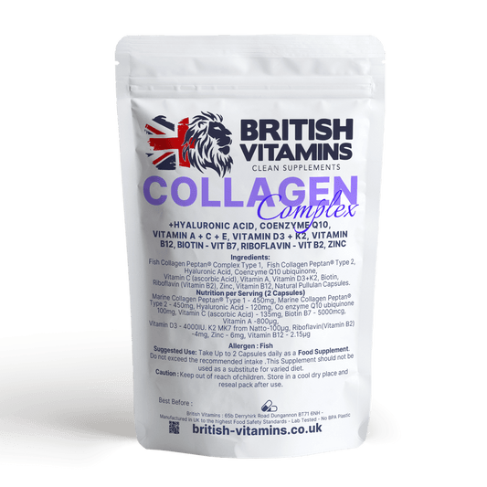 Collagen Hyaluronic Co Enzyme Q10 Vit A C E D3 K2 Roboflavin B12 Biotin Zinc Health & Beauty:Vitamins & Lifestyle Supplements:Vitamins & Minerals British Vitamins   