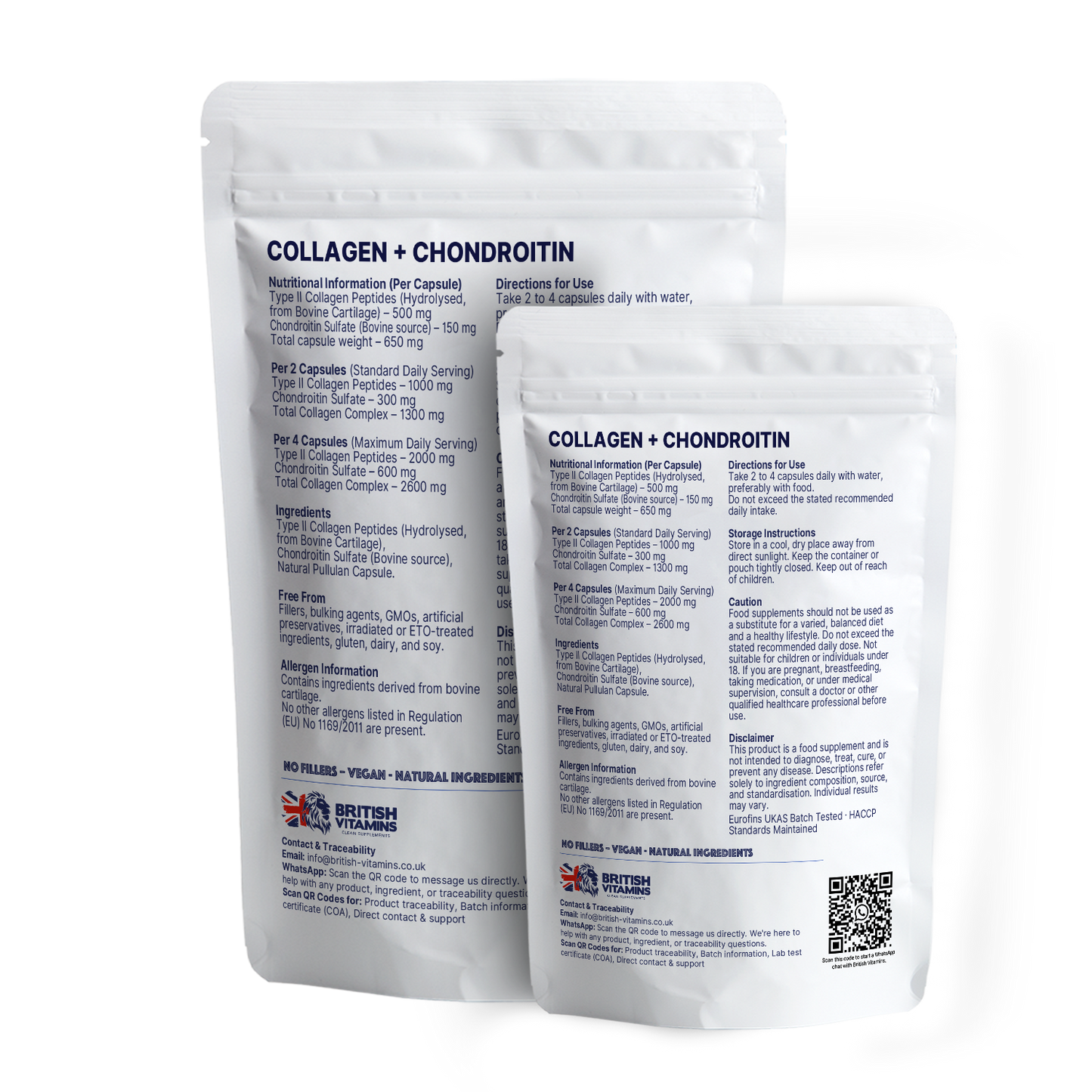 Collagen + Chondroitin (Type II) – Premium Formula Food Supplement British Vitamins