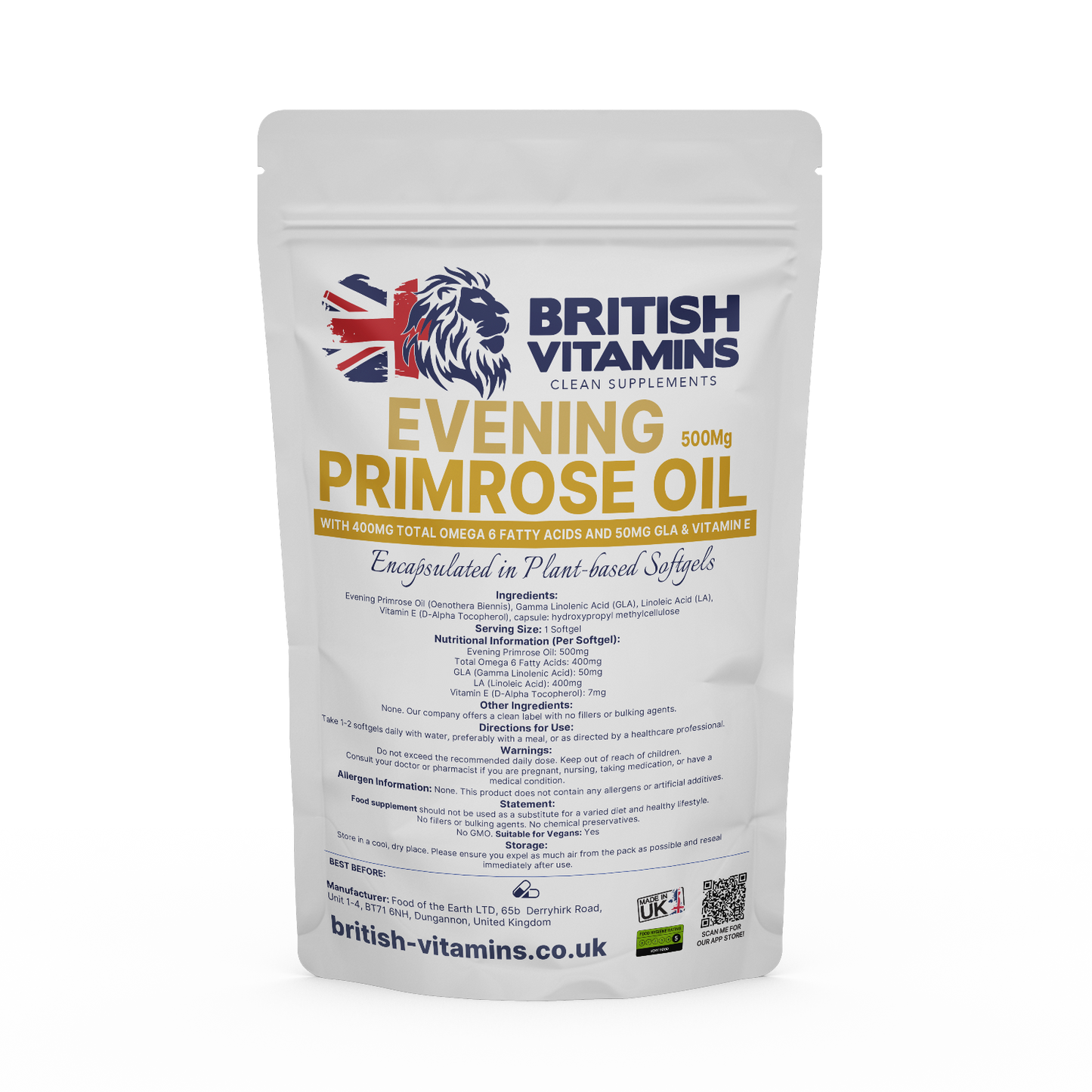 Evening Primrose Oil 500mg – Softgel Capsules (Cold-Pressed, Natural Source) Health & Beauty:Vitamins & Lifestyle Supplements:Sports Supplements:Protein Shakes & Bodybuilding British Vitamins 5 Capsules ( Sample )