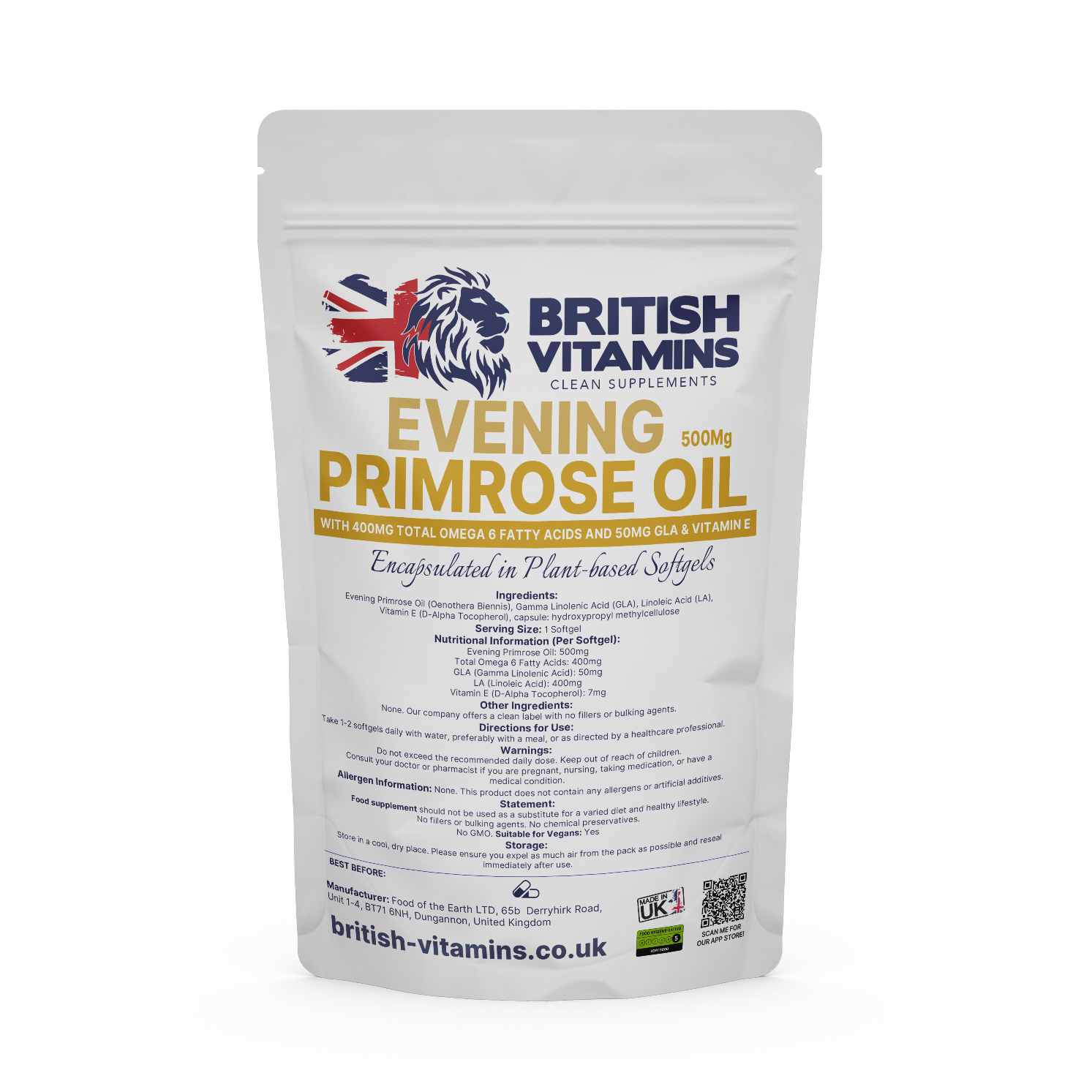 Evening Primrose Oil 500mg – Softgel Capsules (Cold-Pressed, Natural Source) Health & Beauty:Vitamins & Lifestyle Supplements:Sports Supplements:Protein Shakes & Bodybuilding British Vitamins 5 Capsules ( Sample )