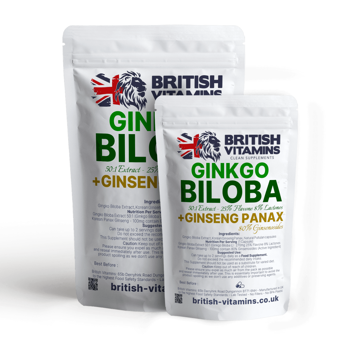 Ginkgo Biloba Capsules +Ginseng Panax Health & Beauty:Vitamins & Lifestyle Supplements:Vitamins & Minerals British Vitamins 5 Capsules ( Sample )