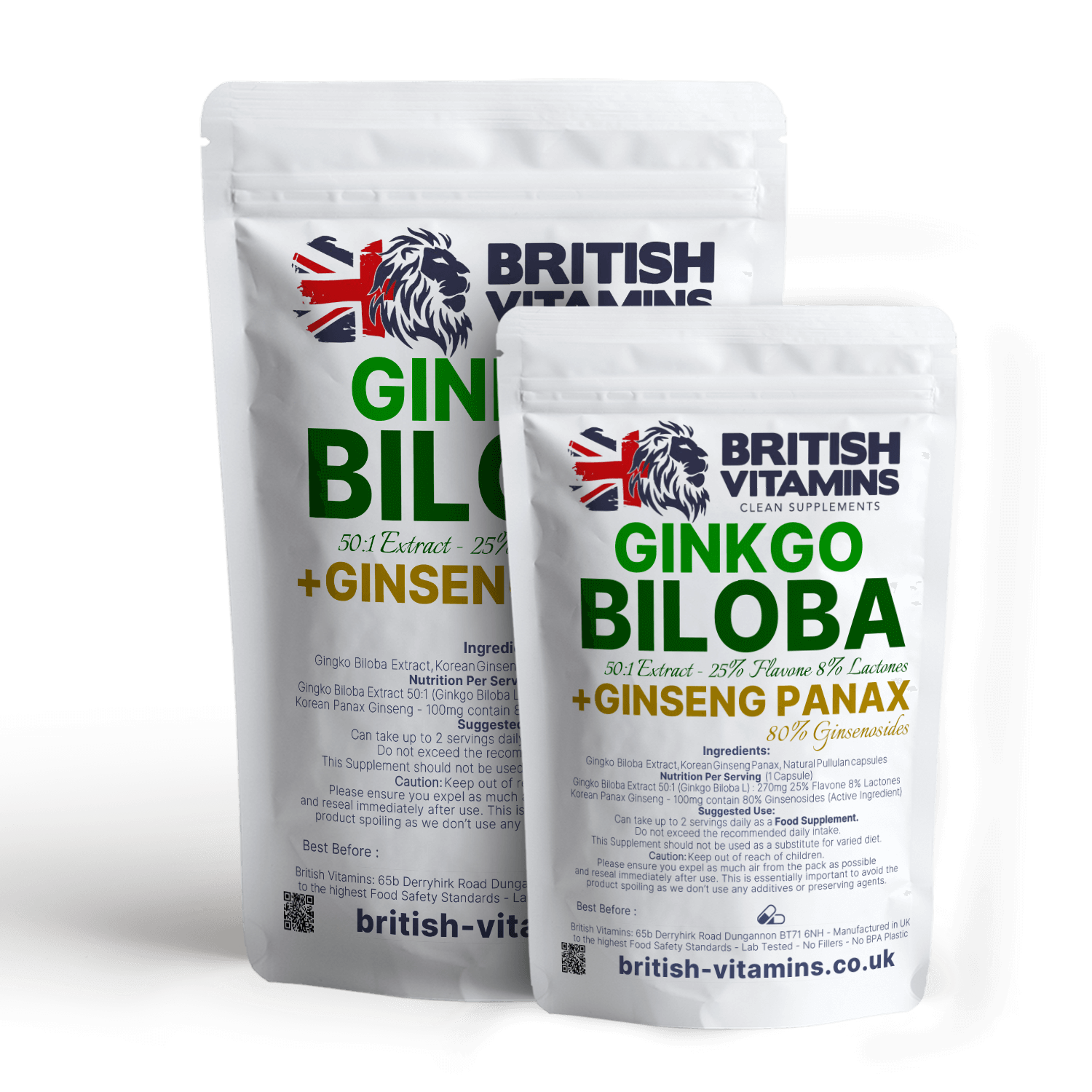 Ginkgo Biloba Capsules +Ginseng Panax Health & Beauty:Vitamins & Lifestyle Supplements:Vitamins & Minerals British Vitamins 5 Capsules ( Sample )