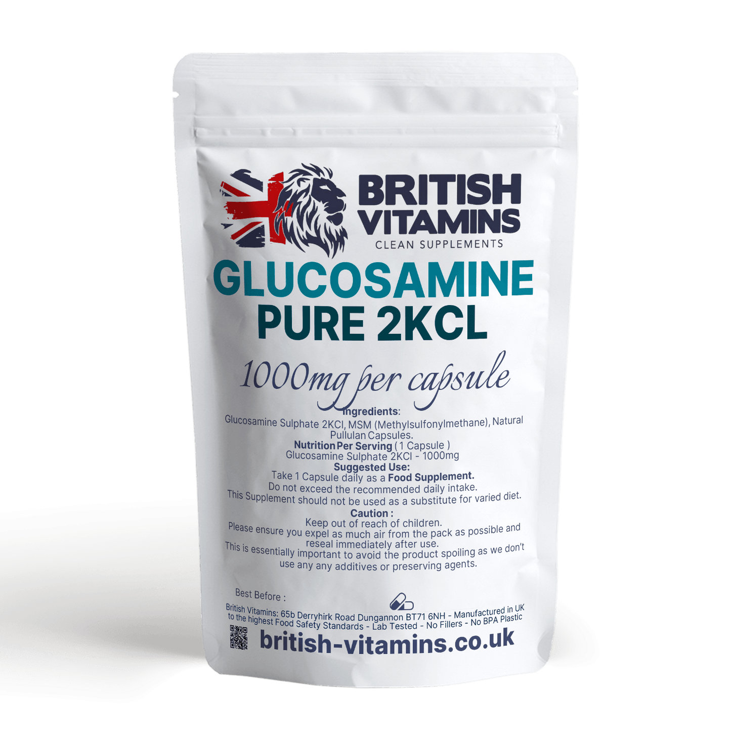 Glucosamine Sulphate 2KCL No Fillers 1000mg Health & Beauty:Vitamins & Lifestyle Supplements:Vitamins & Minerals British Vitamins