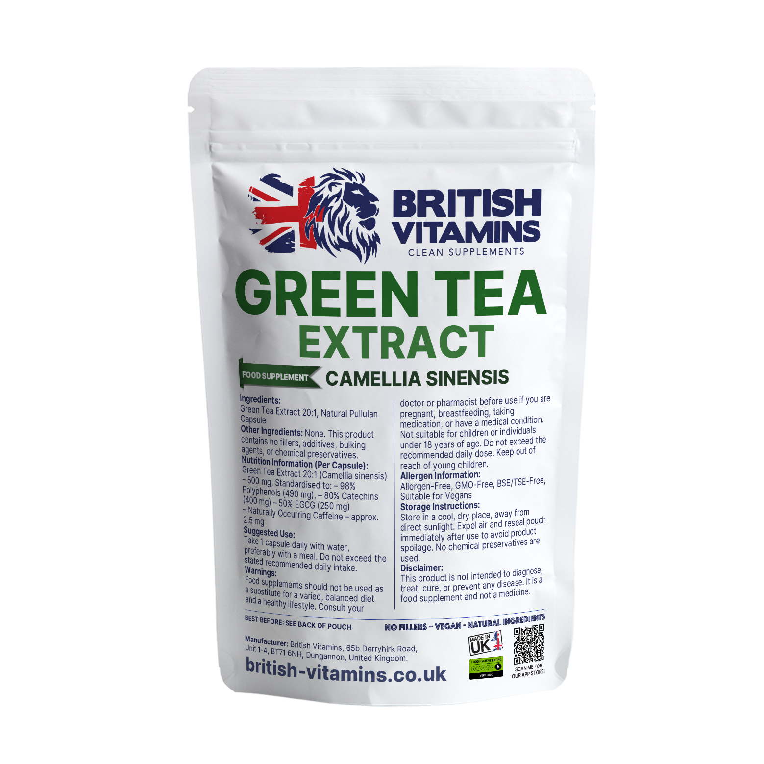 Green Tea Extract 500mg Safe dose in Vegan Capsules Health & Beauty:Vitamins & Lifestyle Supplements:Vitamins & Minerals British Vitamins 5 Capsules ( Sample )