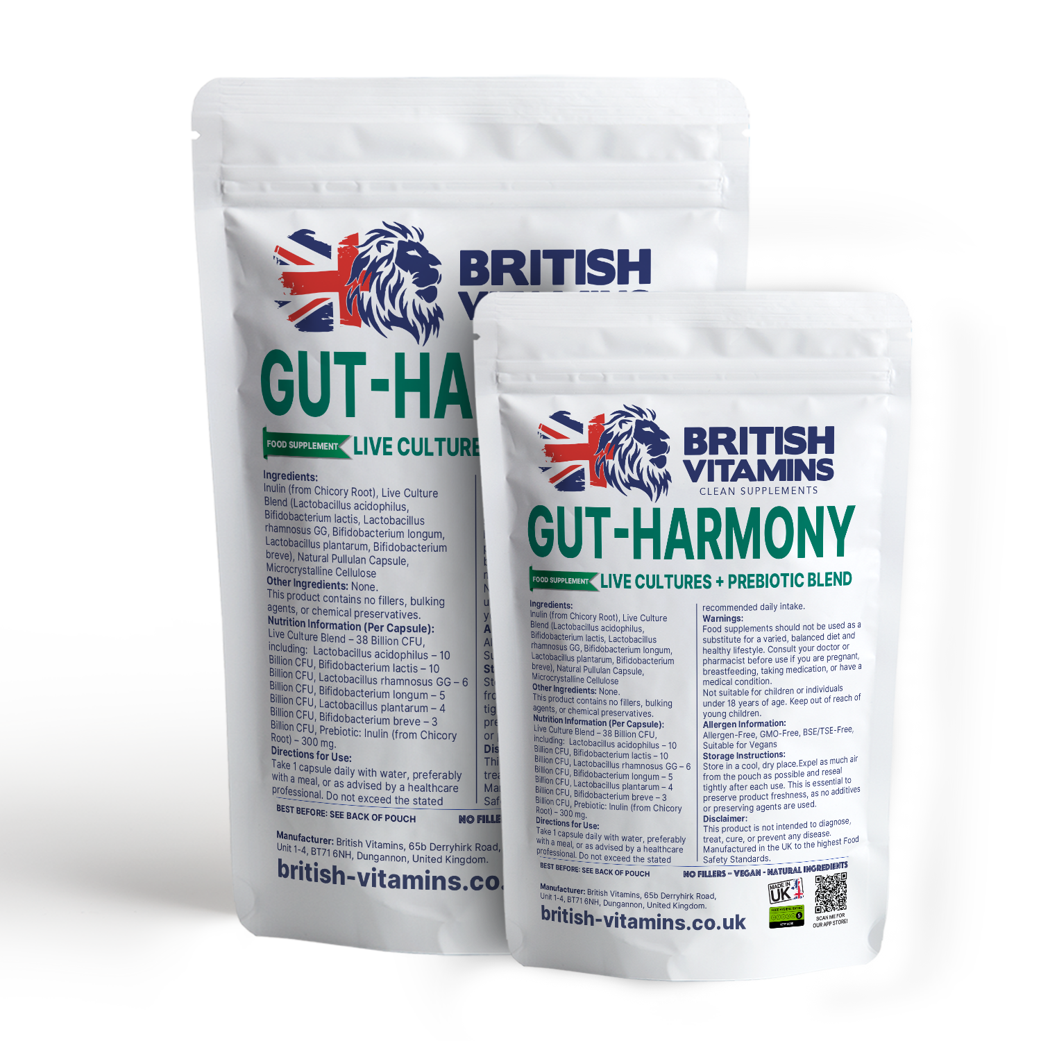 GUTHARMONY Live Cultures + Prebiotic Blend – 38 Billion CFU with Inulin (Clean Label) Health & Beauty:Vitamins & Lifestyle Supplements:Vitamins & Minerals British Vitamins