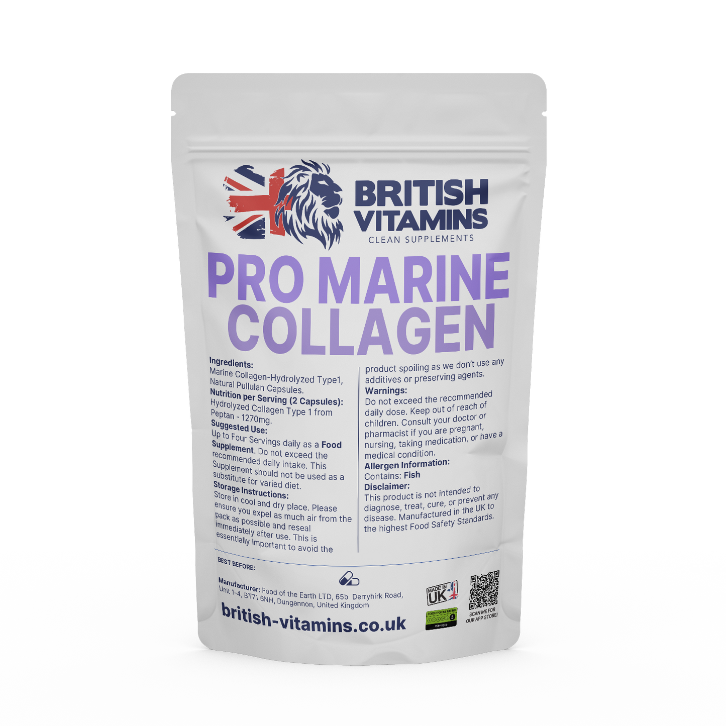 Collagen Type 1 Marine No Fillers 96% Proteins DA2000 Health & Beauty:Vitamins & Lifestyle Supplements:Vitamins & Minerals British Vitamins 5 Capsules ( Sample )
