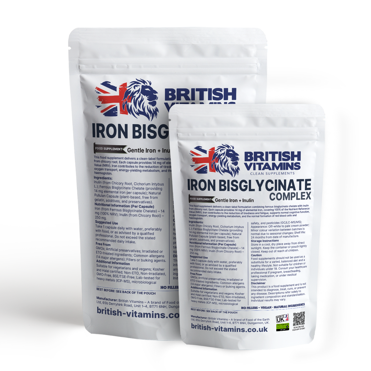 Iron from Ferrous Bisglycinate Chelate 14 mg British Vitamins