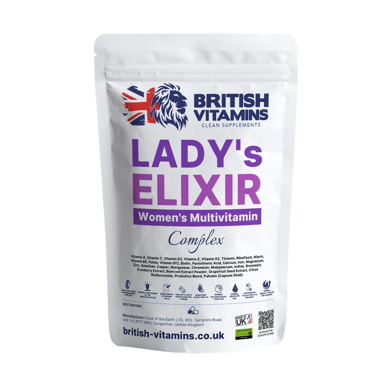 Lady's Elixir - Woman Multivitamin, Bioflavonoids, Enzymes, Live Bacteria Cultures Health & Beauty:Vitamins & Lifestyle Supplements:Vitamins & Minerals British Vitamins 60 Capsules