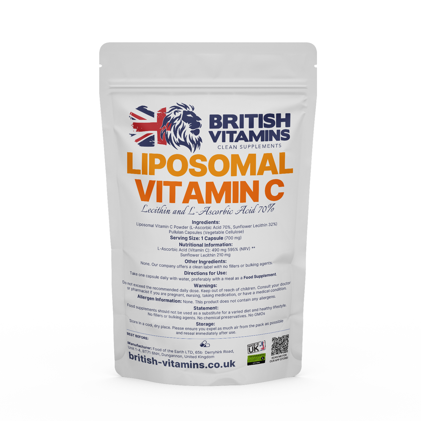 Vitamin C Liposomal- blended with sunflower lecithin Health & Beauty:Vitamins & Lifestyle Supplements:Vitamins & Minerals British Vitamins 5 capsules