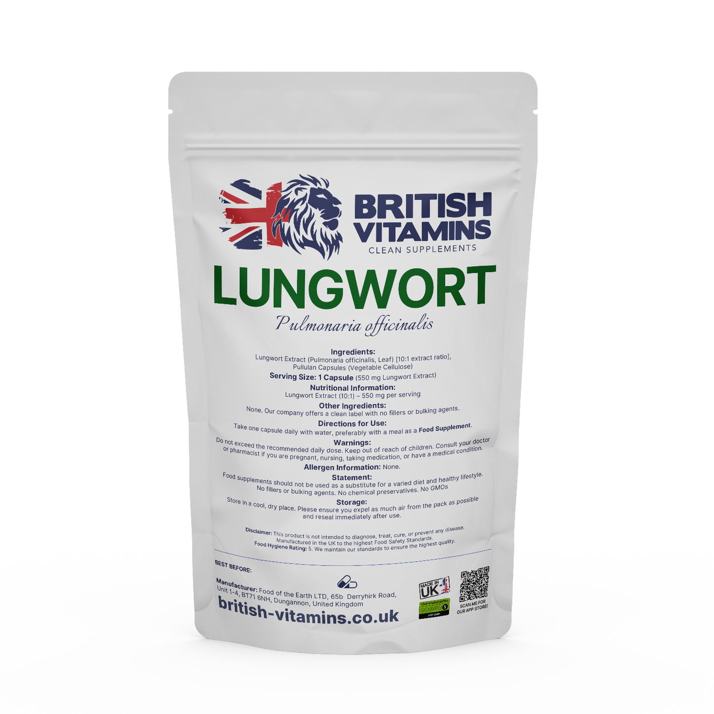 Lungwort extract capsules Health & Beauty:Vitamins & Lifestyle Supplements:Vitamins & Minerals British Vitamins 5 Capsules (sample)