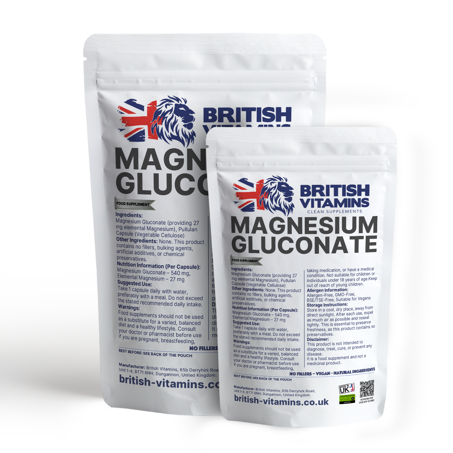Magnesium Gluconate – Vegan Capsules | Additive-Free Health & Beauty:Vitamins & Lifestyle Supplements:Vitamins & Minerals British Vitamins