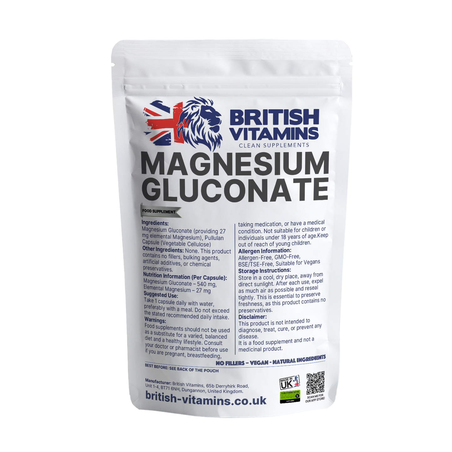 Magnesium Gluconate Health & Beauty:Vitamins & Lifestyle Supplements:Vitamins & Minerals British Vitamins 5 Capsules ( Sample )
