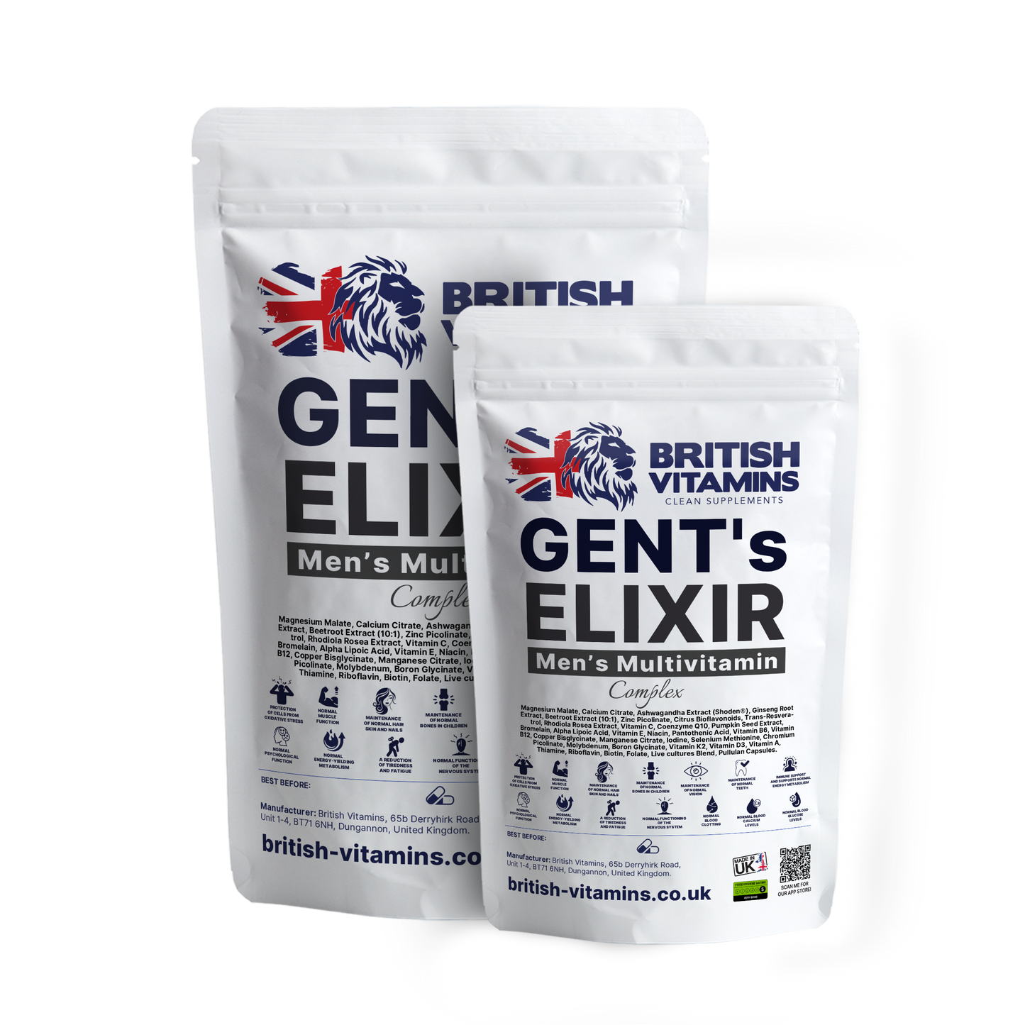 Gent’s ELIXIR – Men’s Multivitamin Complex with Live Cultures 50 Billion CFU British Vitamins