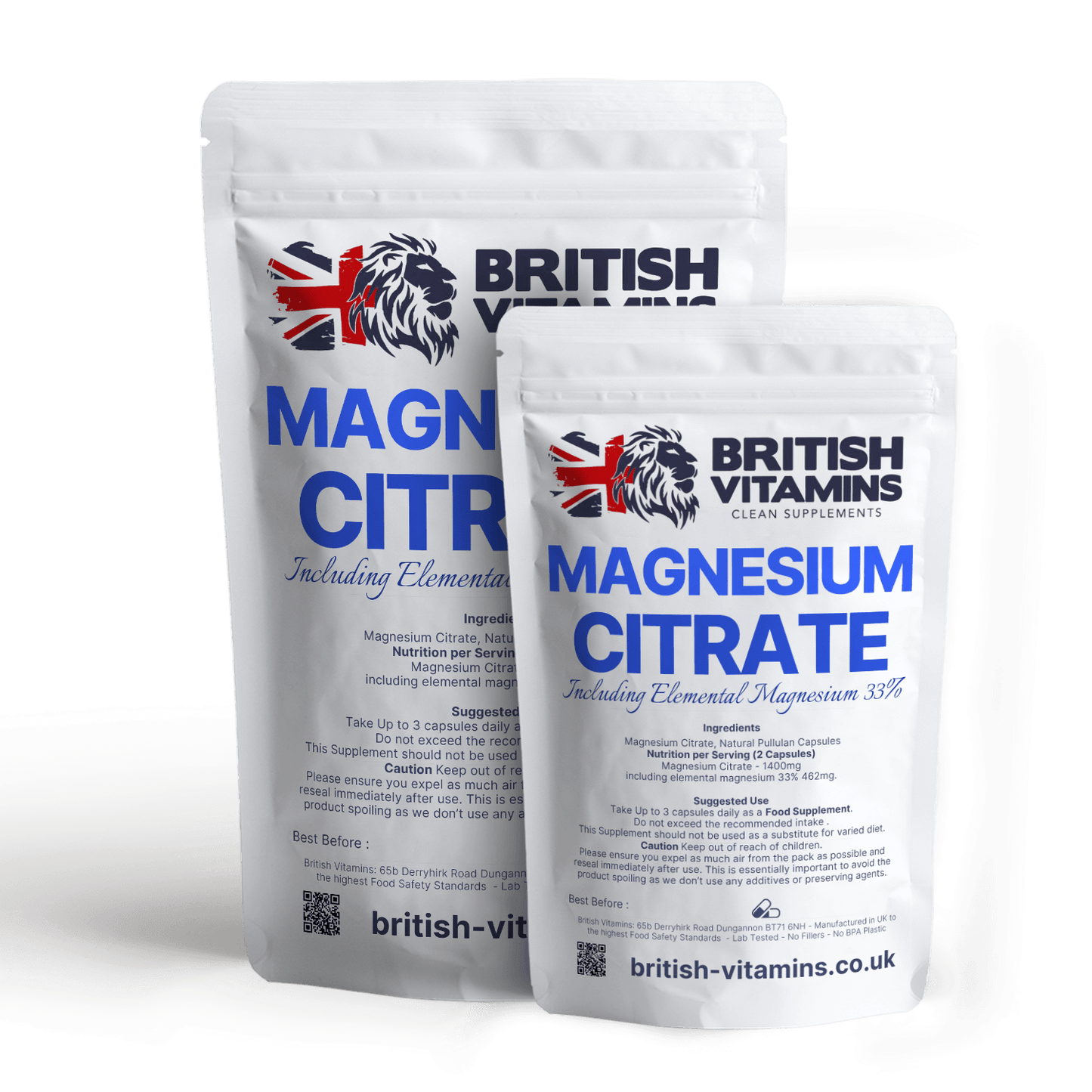 Magnesium Citrate Genuine Capsules 700mg - Additive Free Health & Beauty:Vitamins & Lifestyle Supplements:Vitamins & Minerals British Vitamins 120 Capsules