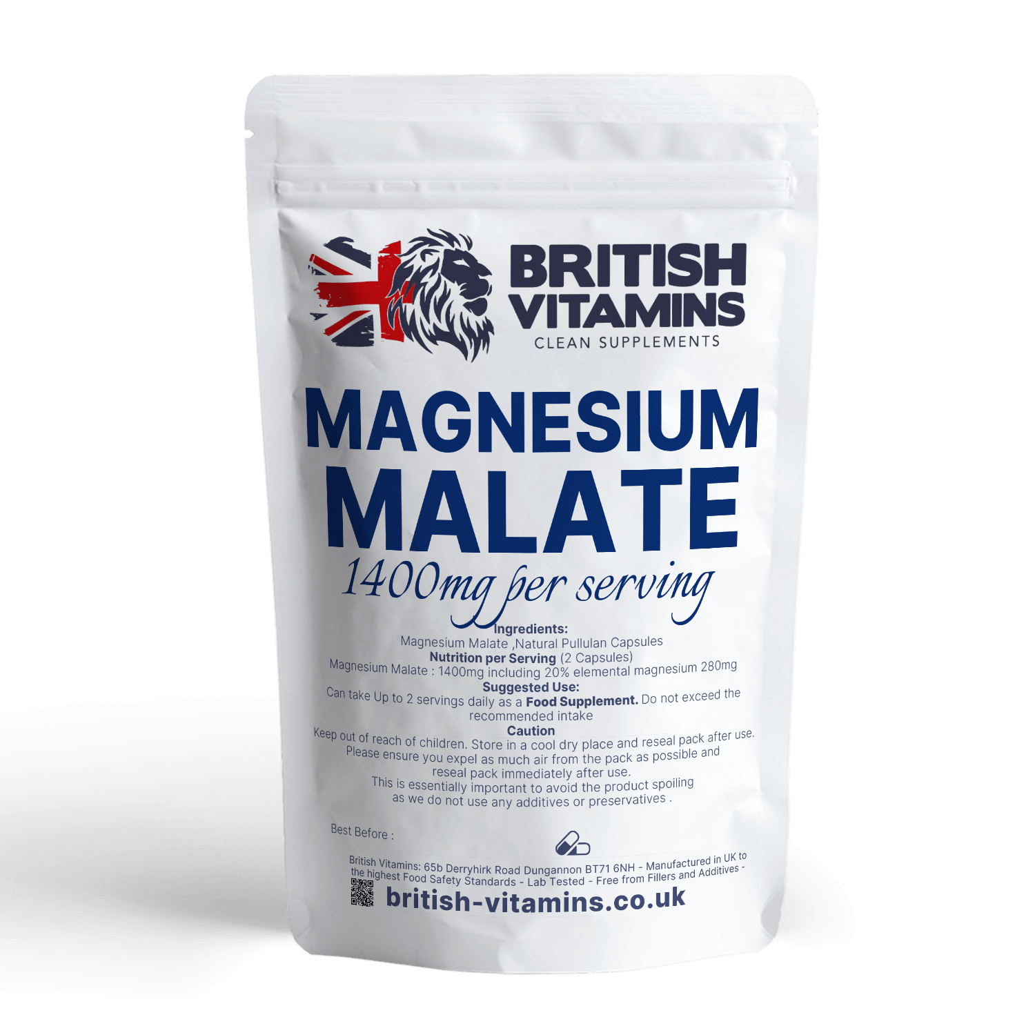 Magnesium Malate 280mg Elemental Magnesium Health & Beauty:Vitamins & Lifestyle Supplements:Vitamins & Minerals British Vitamins 90 Capsules