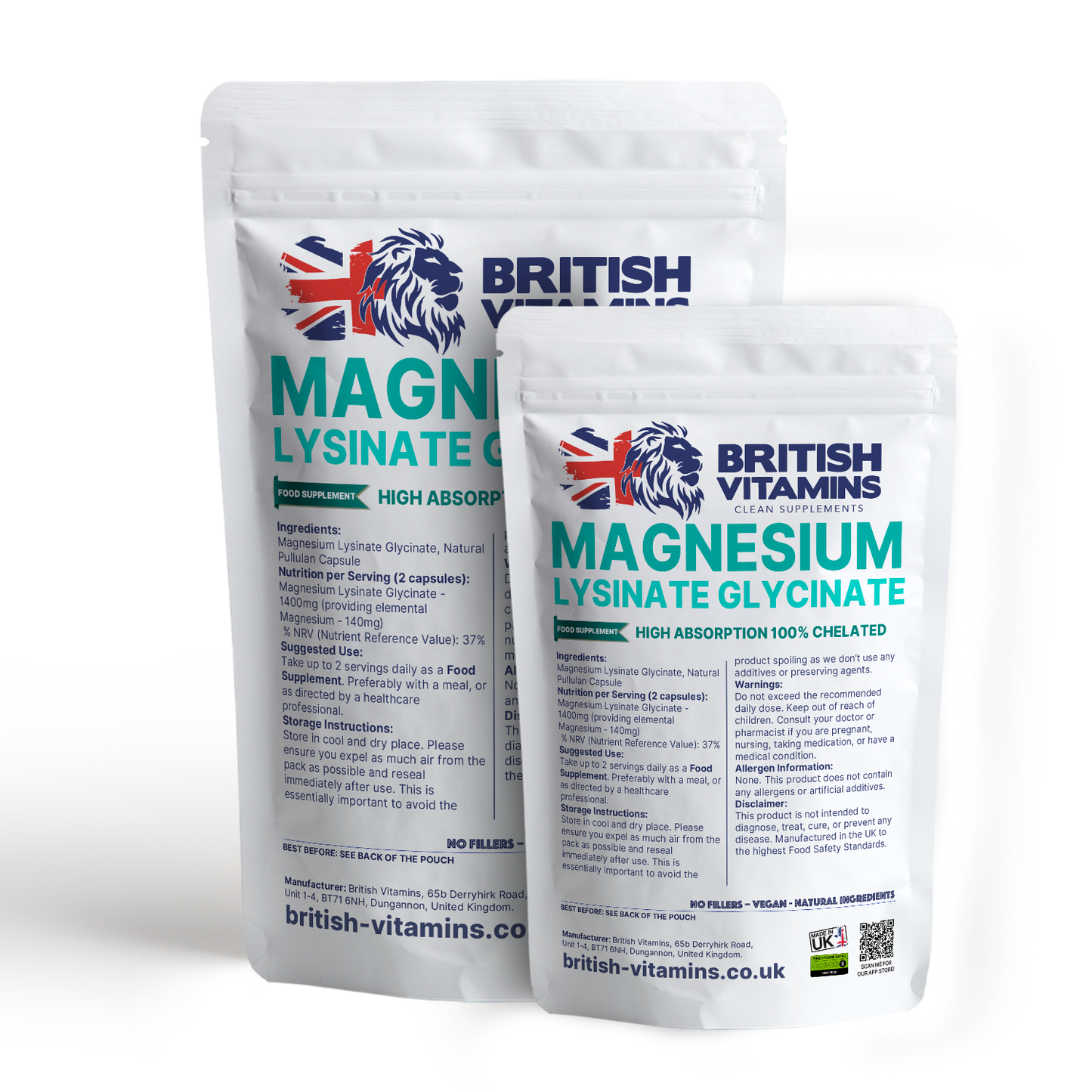 Magnesium Lysinate -Glycinate Health & Beauty:Vitamins & Lifestyle Supplements:Vitamins & Minerals British Vitamins