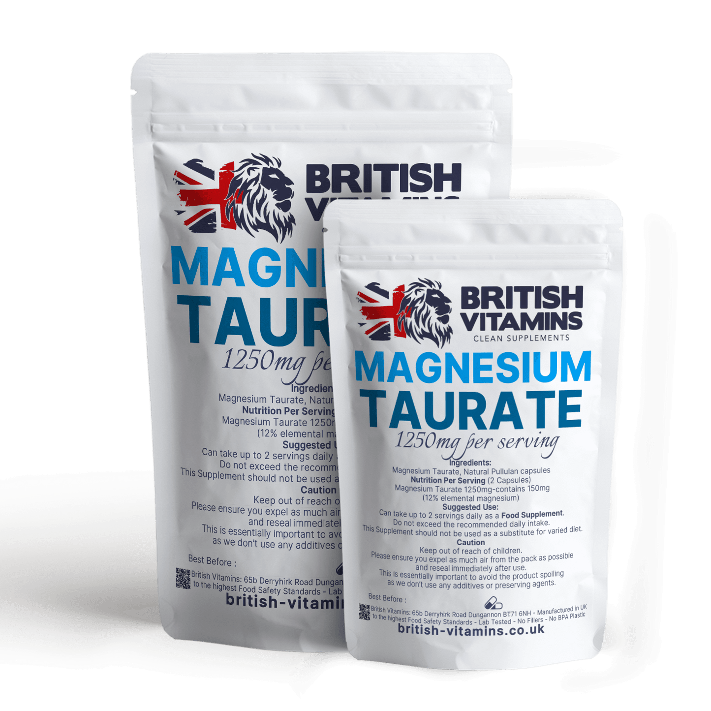 Magnesium Taurate Capsules No Fillers Health & Beauty:Vitamins & Lifestyle Supplements:Vitamins & Minerals British Vitamins 30 Capsules