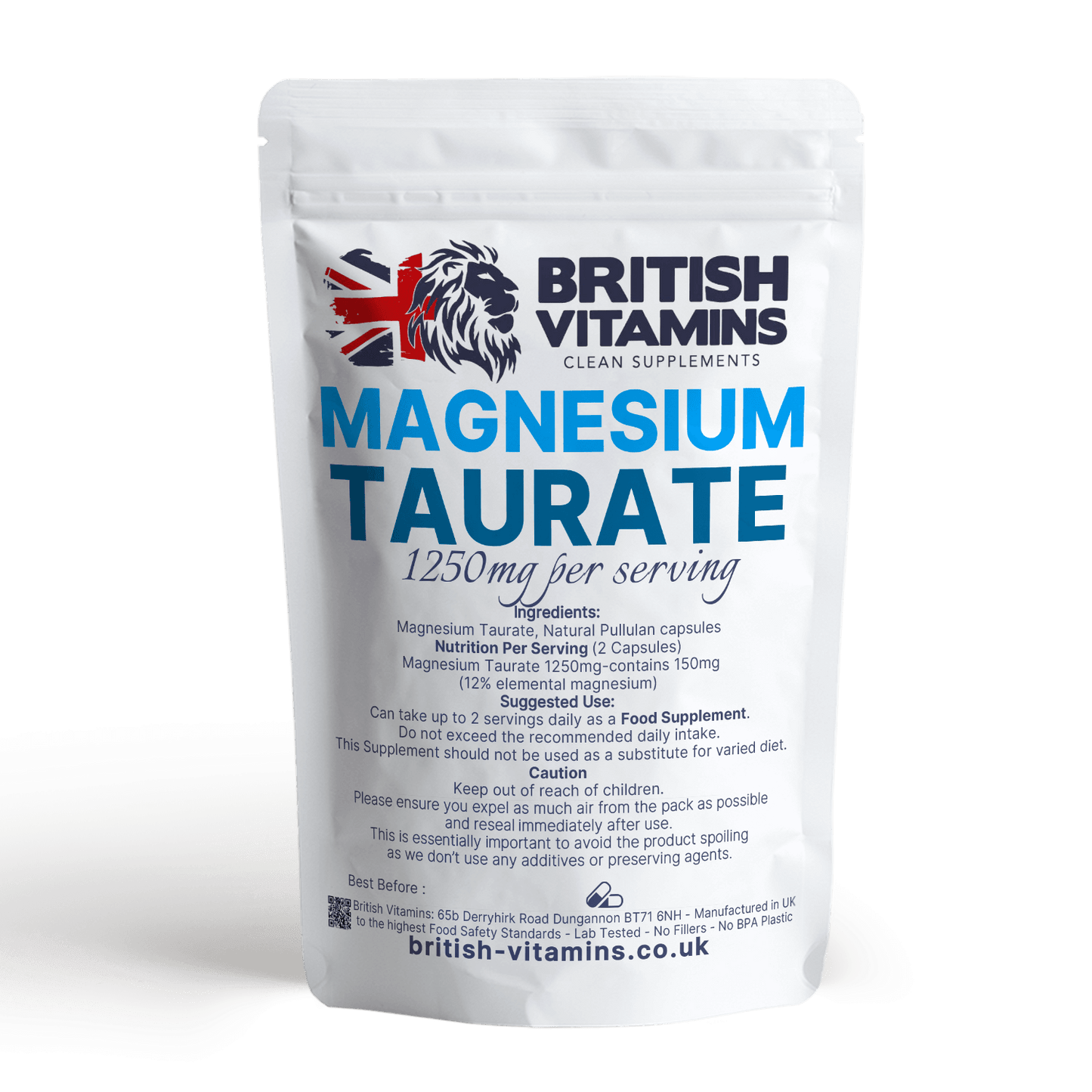Magnesium Taurate Capsules No Fillers Health & Beauty:Vitamins & Lifestyle Supplements:Vitamins & Minerals British Vitamins