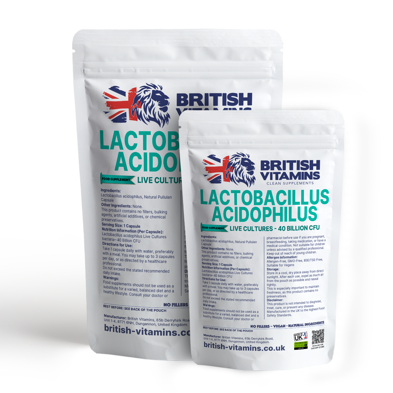 Live Culture Bacteria Lactobacillus Acidophilus 40 Billion CFU Health & Beauty:Vitamins & Lifestyle Supplements:Vitamins & Minerals British Vitamins