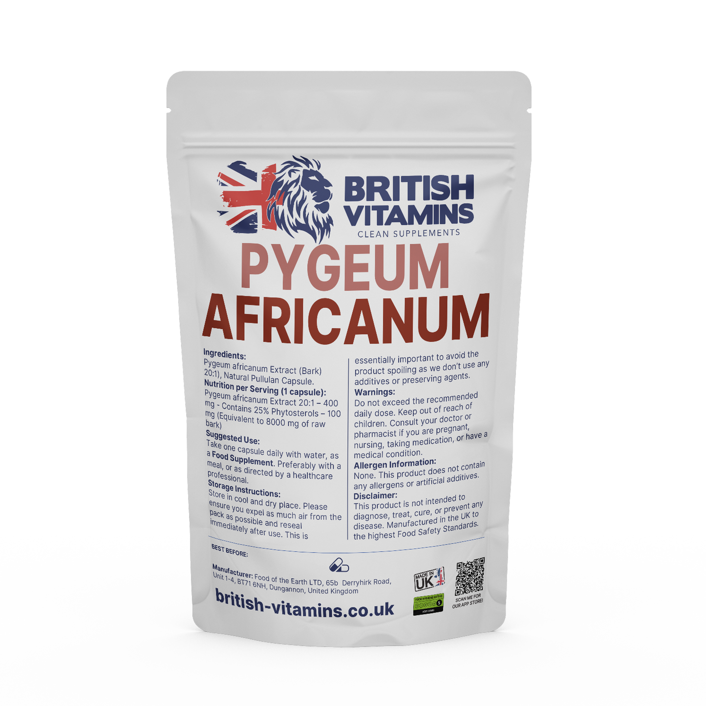 Pygeum Africanum Health & Beauty:Vitamins & Lifestyle Supplements:Vitamins & Minerals British Vitamins 5 Capsules ( Sample )