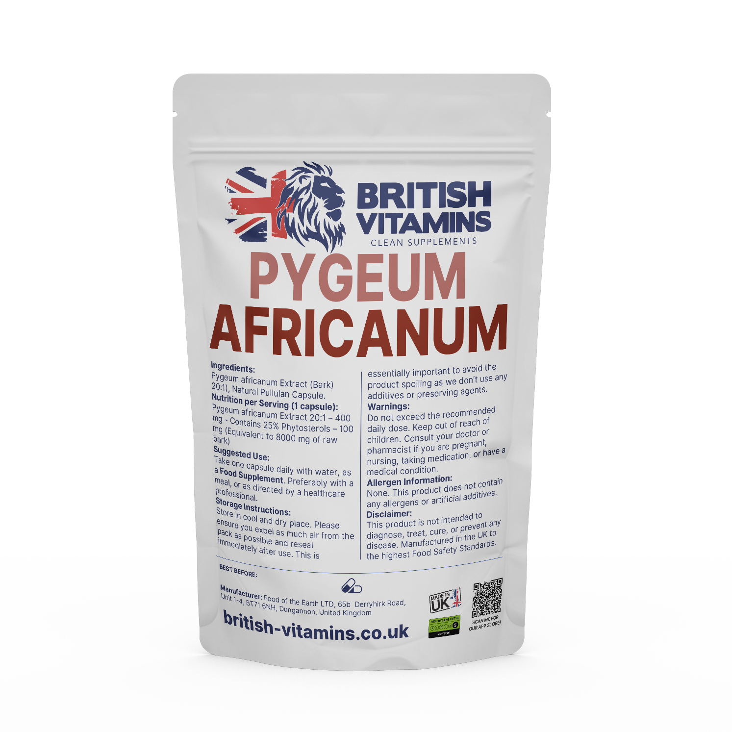 Pygeum Africanum Health & Beauty:Vitamins & Lifestyle Supplements:Vitamins & Minerals British Vitamins 5 Capsules ( Sample )