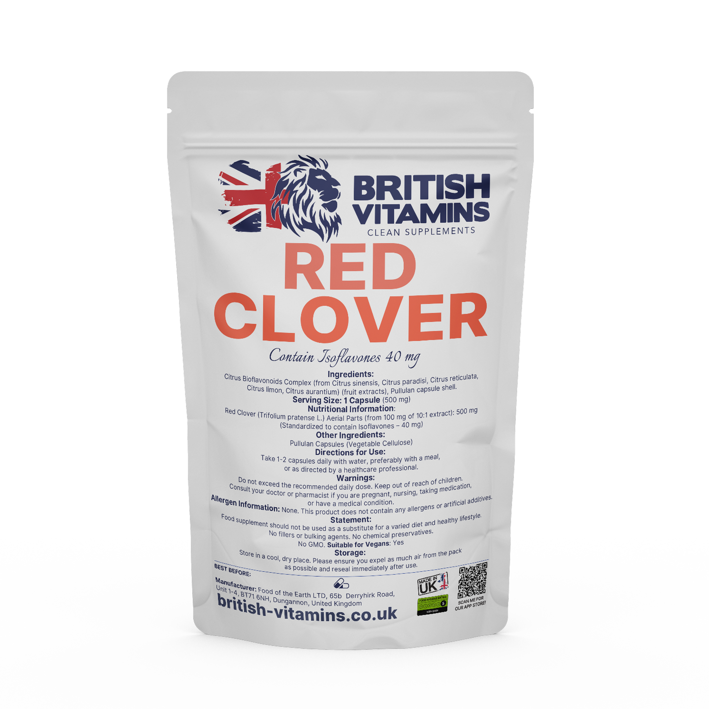 Red Clover Extract – Natural Herbal Extract – Made in the UK Health & Beauty:Vitamins & Lifestyle Supplements:Vitamins & Minerals British Vitamins 5 Capsules (Sample)