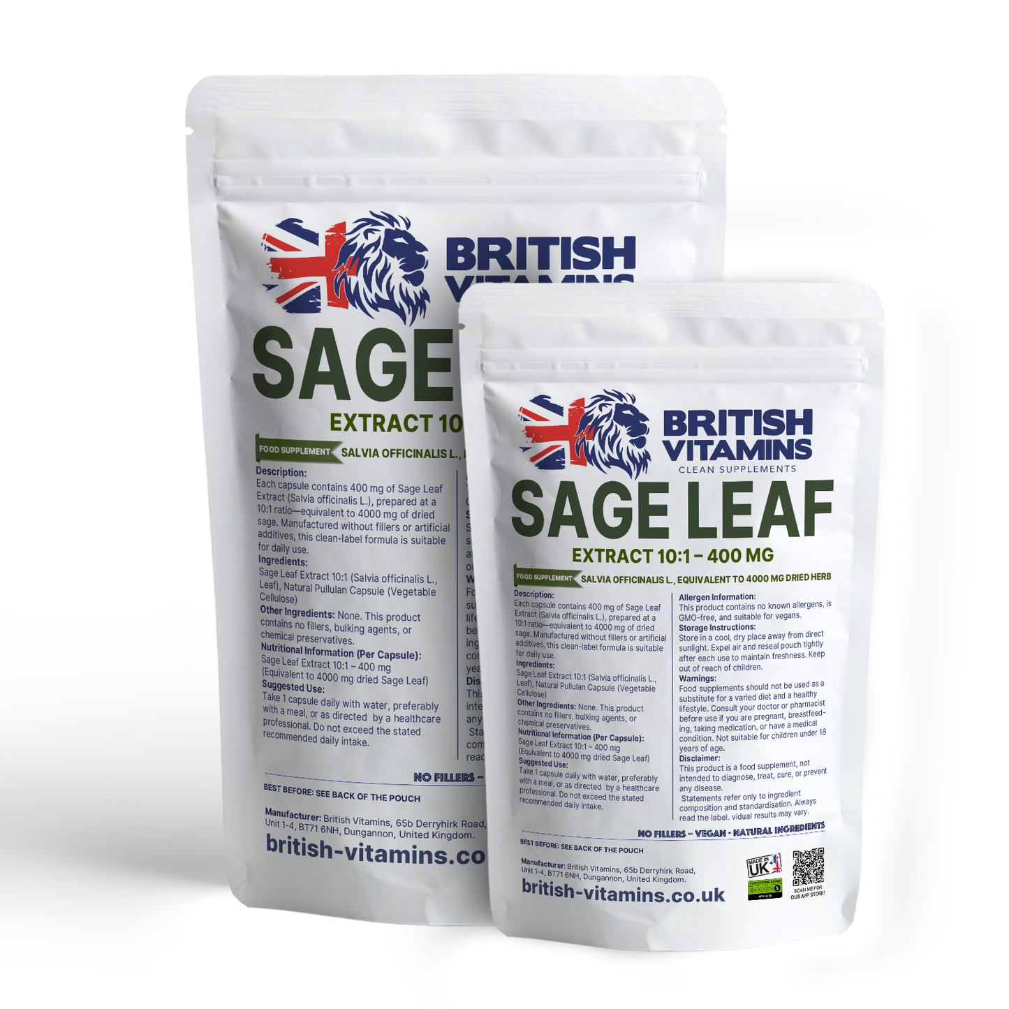 Sage Leaf Extract 10:1 – 400 mg British Vitamins