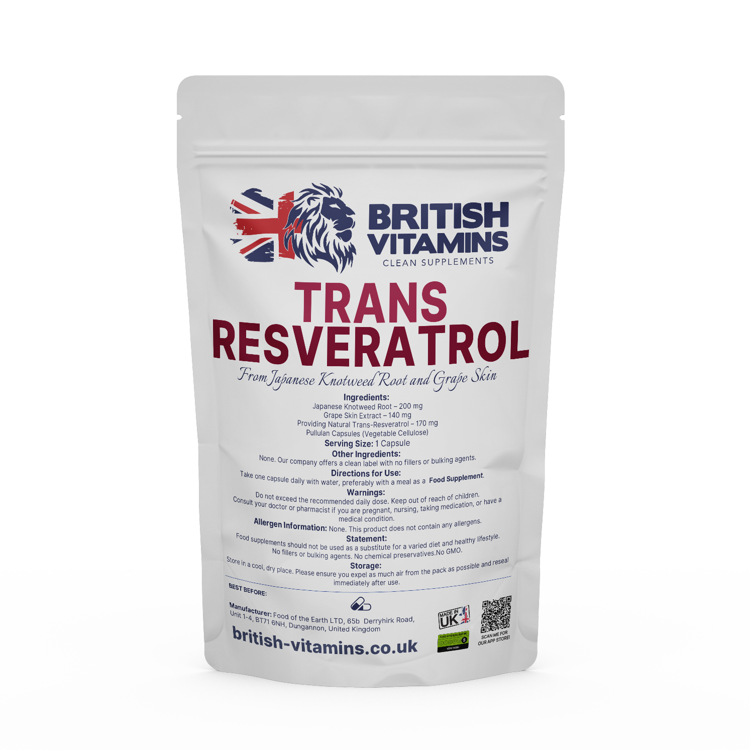 Trans-Resveratrol Supplement – Japanese Knotweed Root & Grape Skin Extract Health & Beauty:Vitamins & Lifestyle Supplements:Vitamins & Minerals British Vitamins 5 Capsules (Sample)