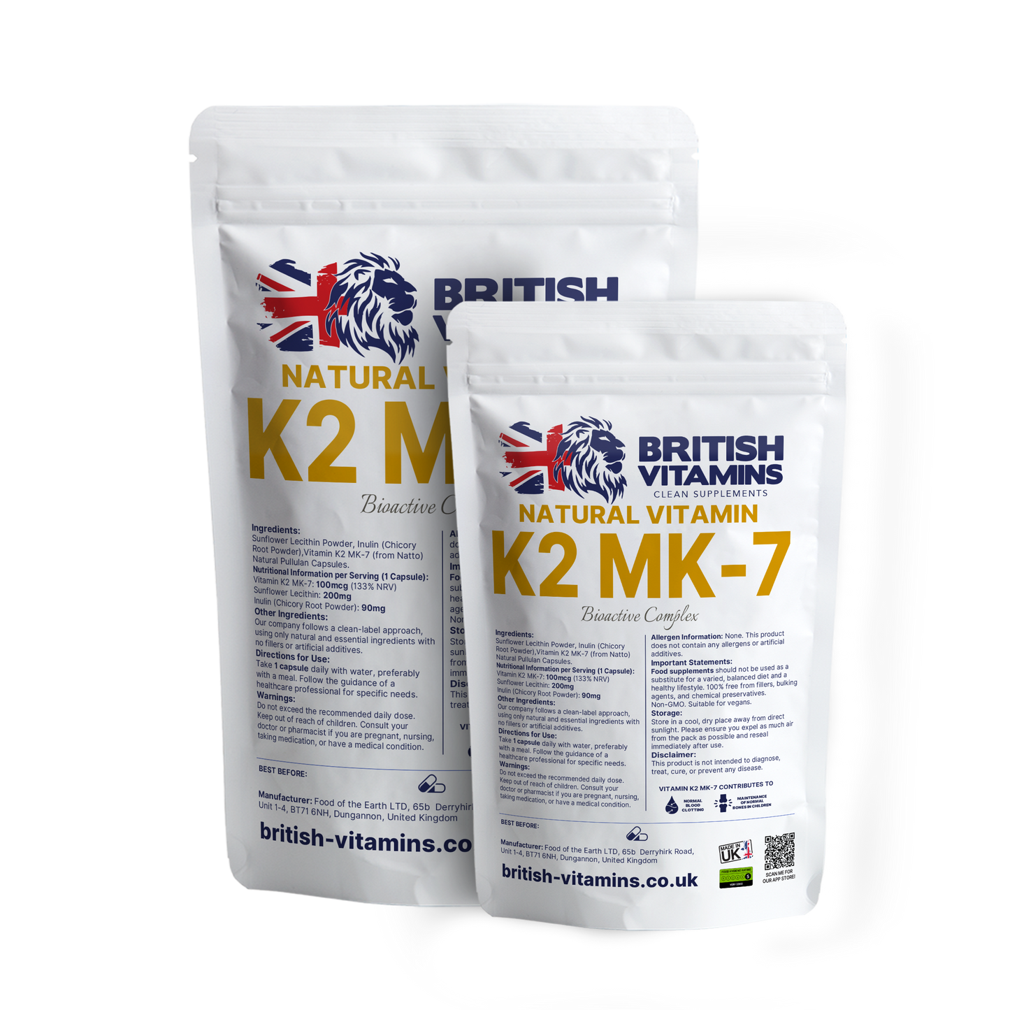 Natural Vitamin Vitamin K2 MK-7 British Vitamins
