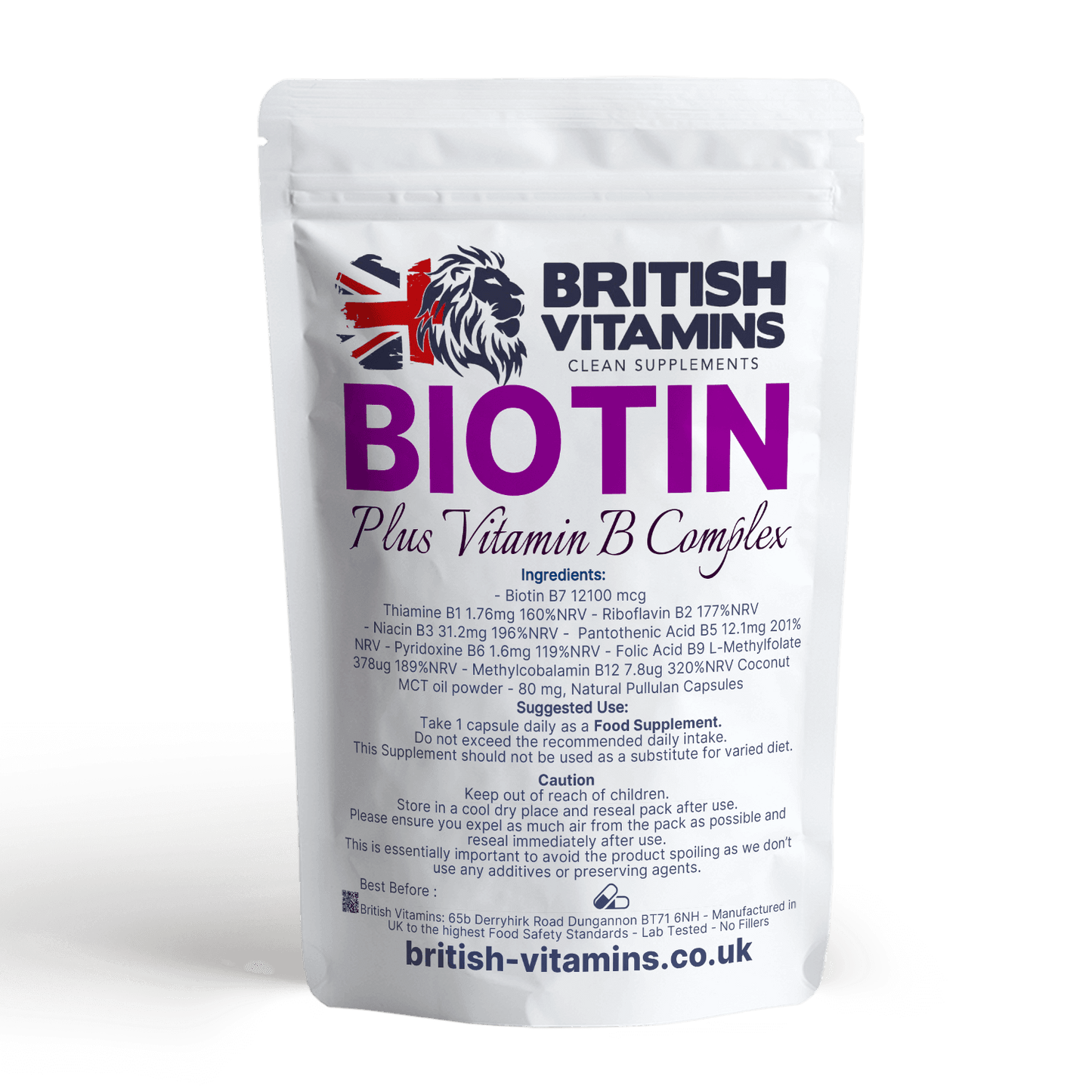 Biotin + Vitamin B Complex Health & Beauty:Vitamins & Lifestyle Supplements:Vitamins & Minerals British Vitamins 60 Capsules