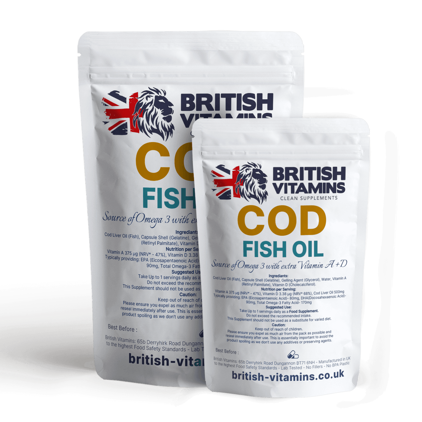 Cod Fish Oil (Fish) 550mg Softgels Food Supplement British Vitamins