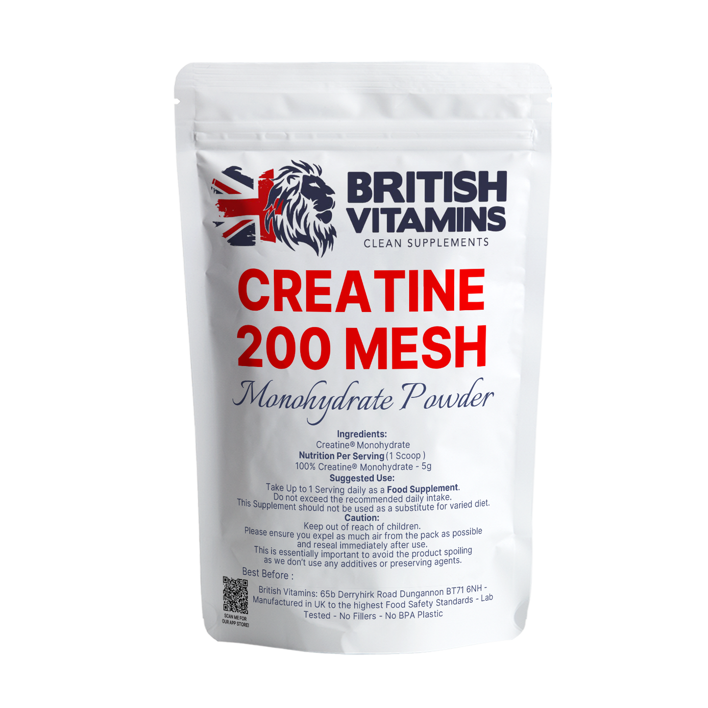 Creatine Monohydrate – 200 Mesh, Lab Tested Health & Beauty:Vitamins & Lifestyle Supplements:Vitamins & Minerals British Vitamins 200g