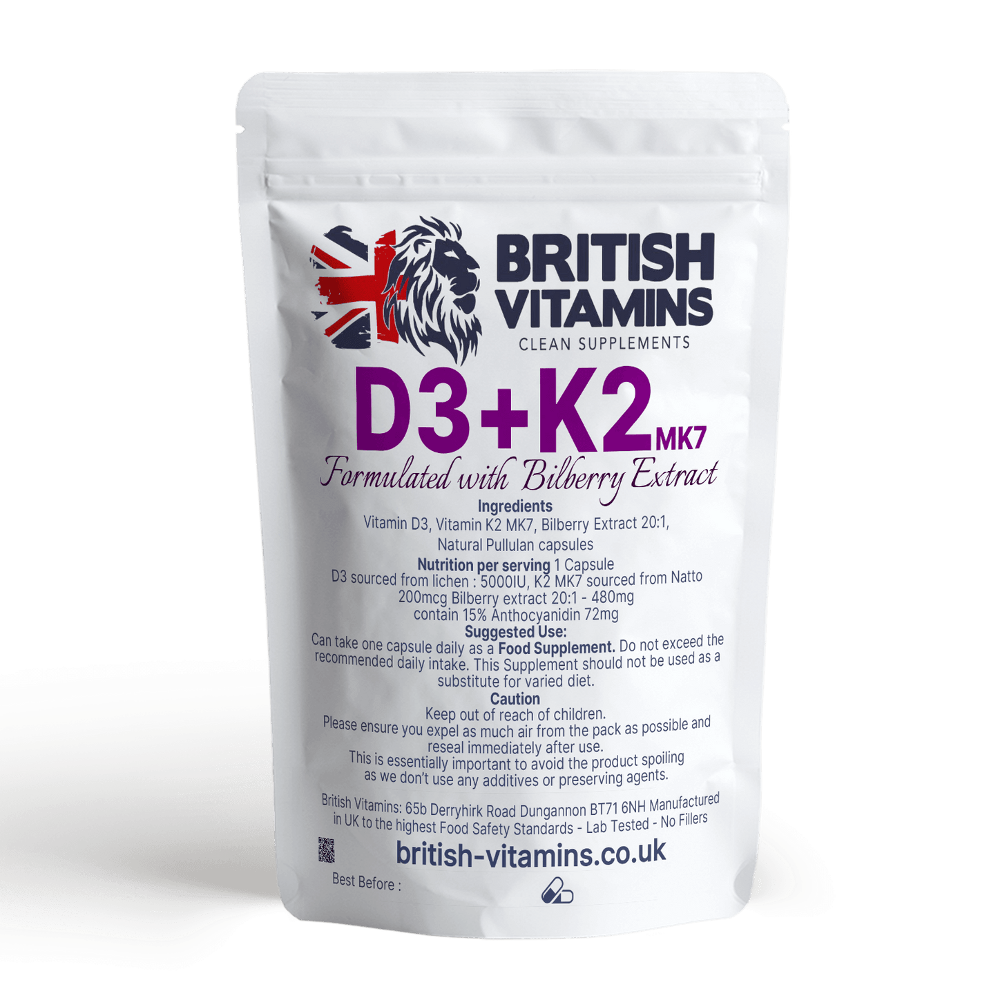 D3 + K2 & Bilberry Extract Health & Beauty:Vitamins & Lifestyle Supplements:Sports Supplements:Protein Shakes & Bodybuilding British Vitamins