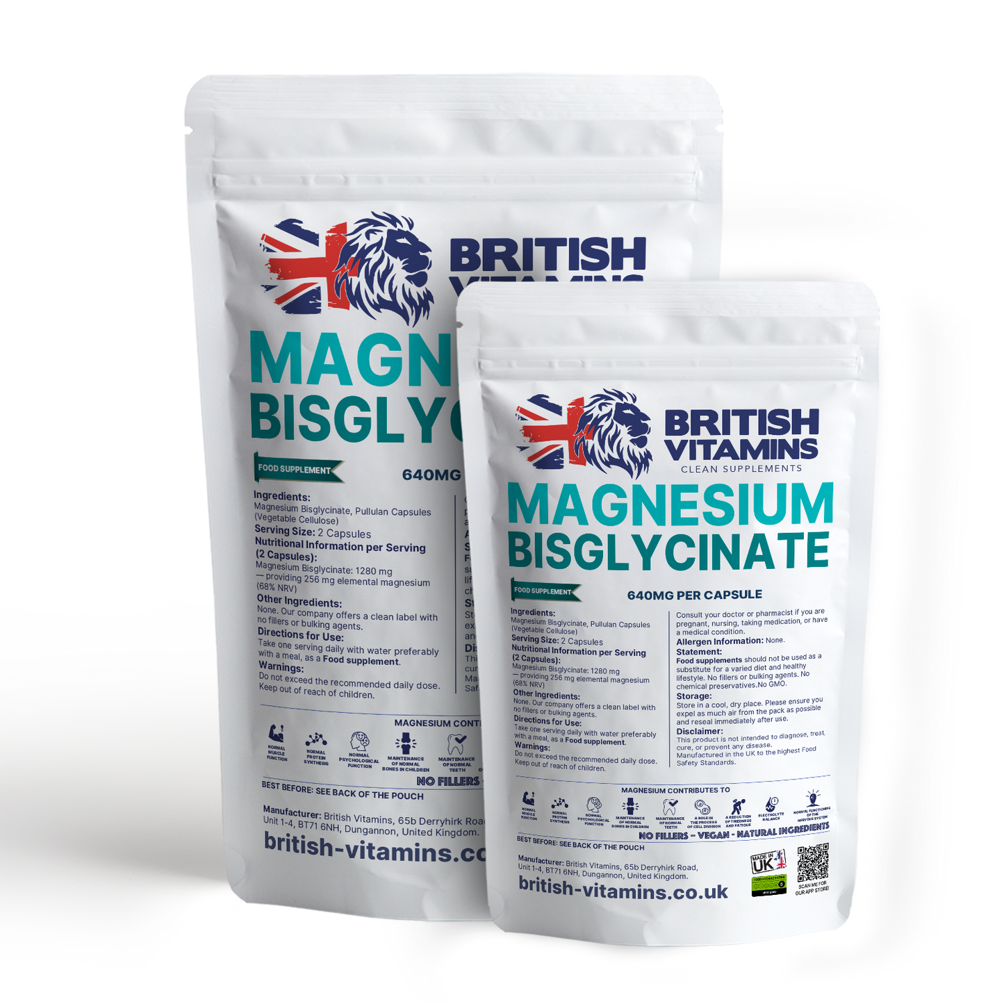 Magnesium BisGlycinate 20% elemental magnesium Health & Beauty:Vitamins & Lifestyle Supplements:Vitamins & Minerals British Vitamins