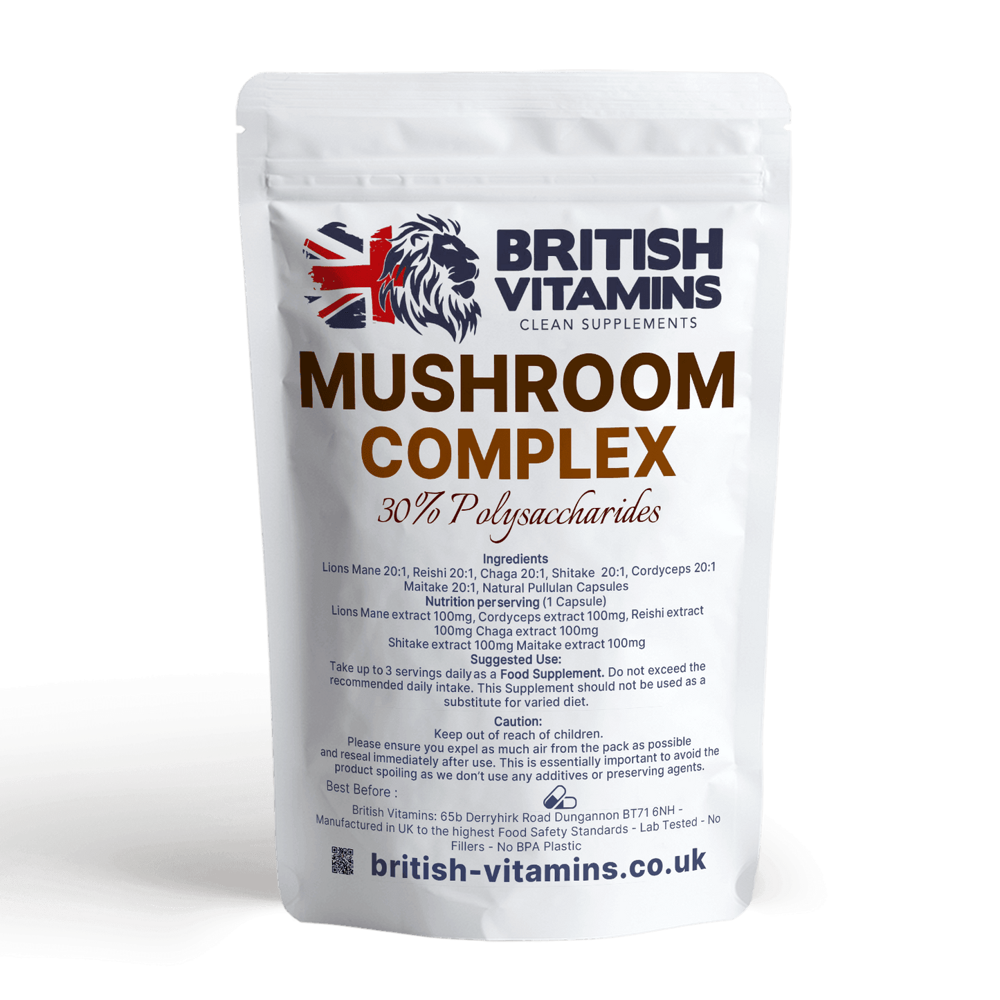 Mushroom Complex – 6 in 1 Blend 600mg per Capsule Health & Beauty:Vitamins & Lifestyle Supplements:Vitamins & Minerals British Vitamins