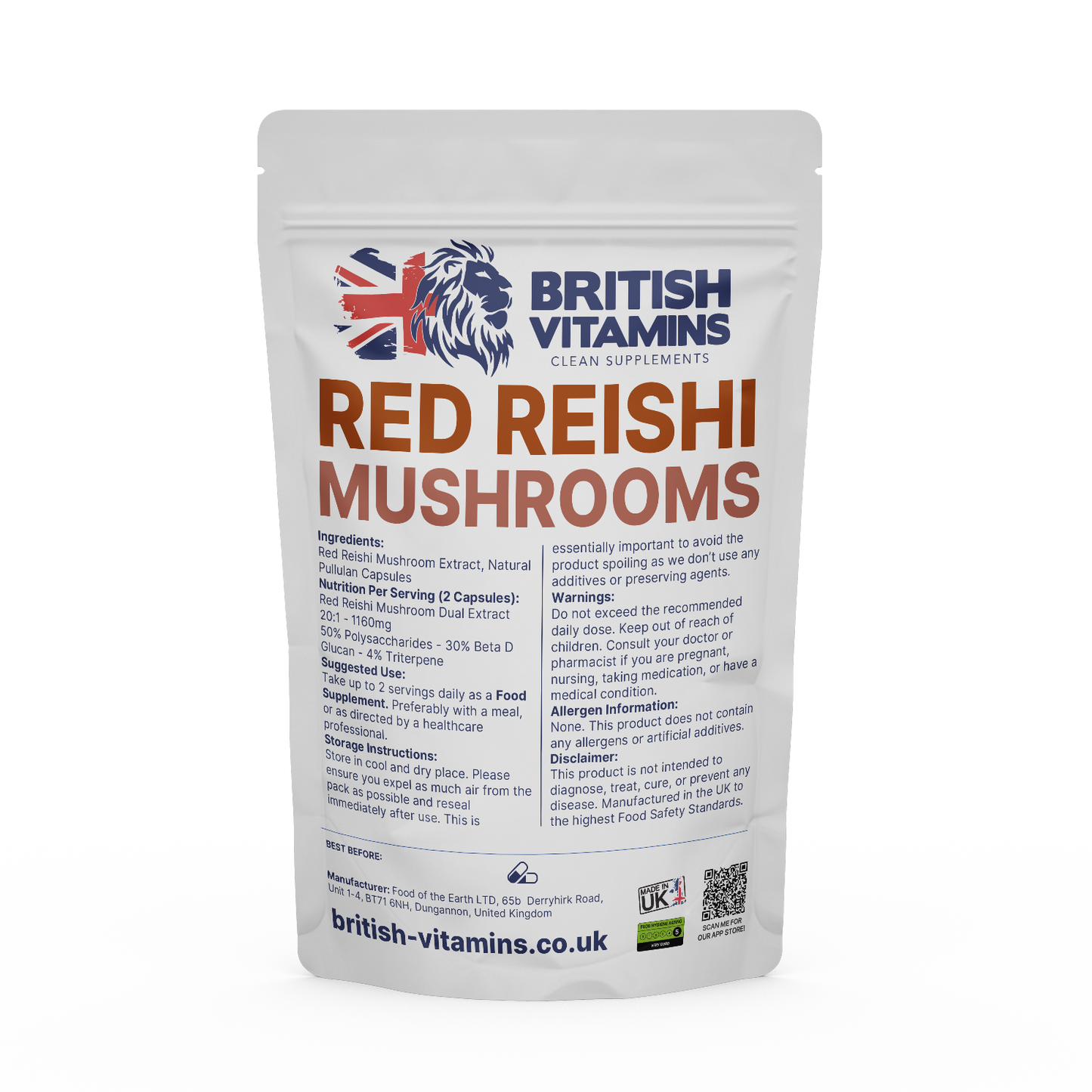 Red Reishi Mushrooms Health & Beauty:Vitamins & Lifestyle Supplements:Vitamins & Minerals British Vitamins 5 Capsules ( Sample )