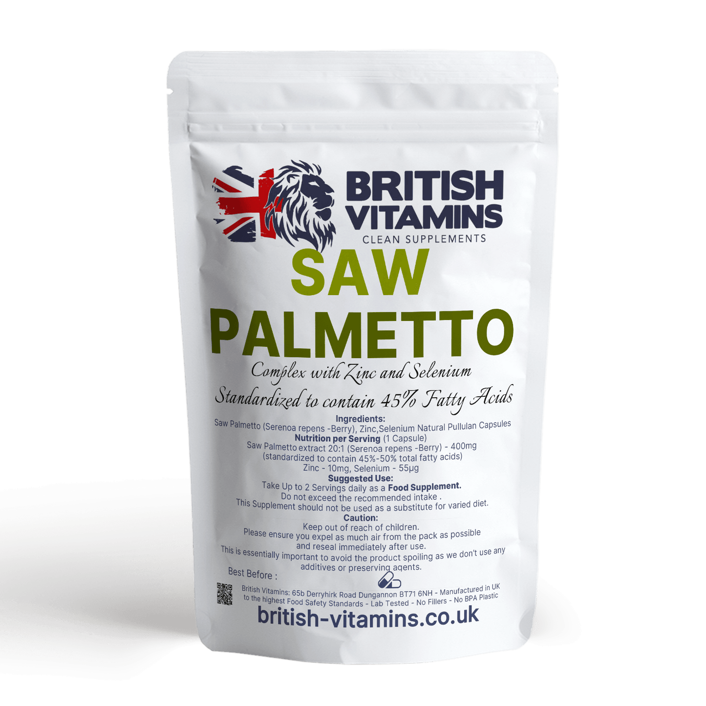 Saw Palmetto 400mg with Zinc and Selenium Health & Beauty:Vitamins & Lifestyle Supplements:Vitamins & Minerals British Vitamins