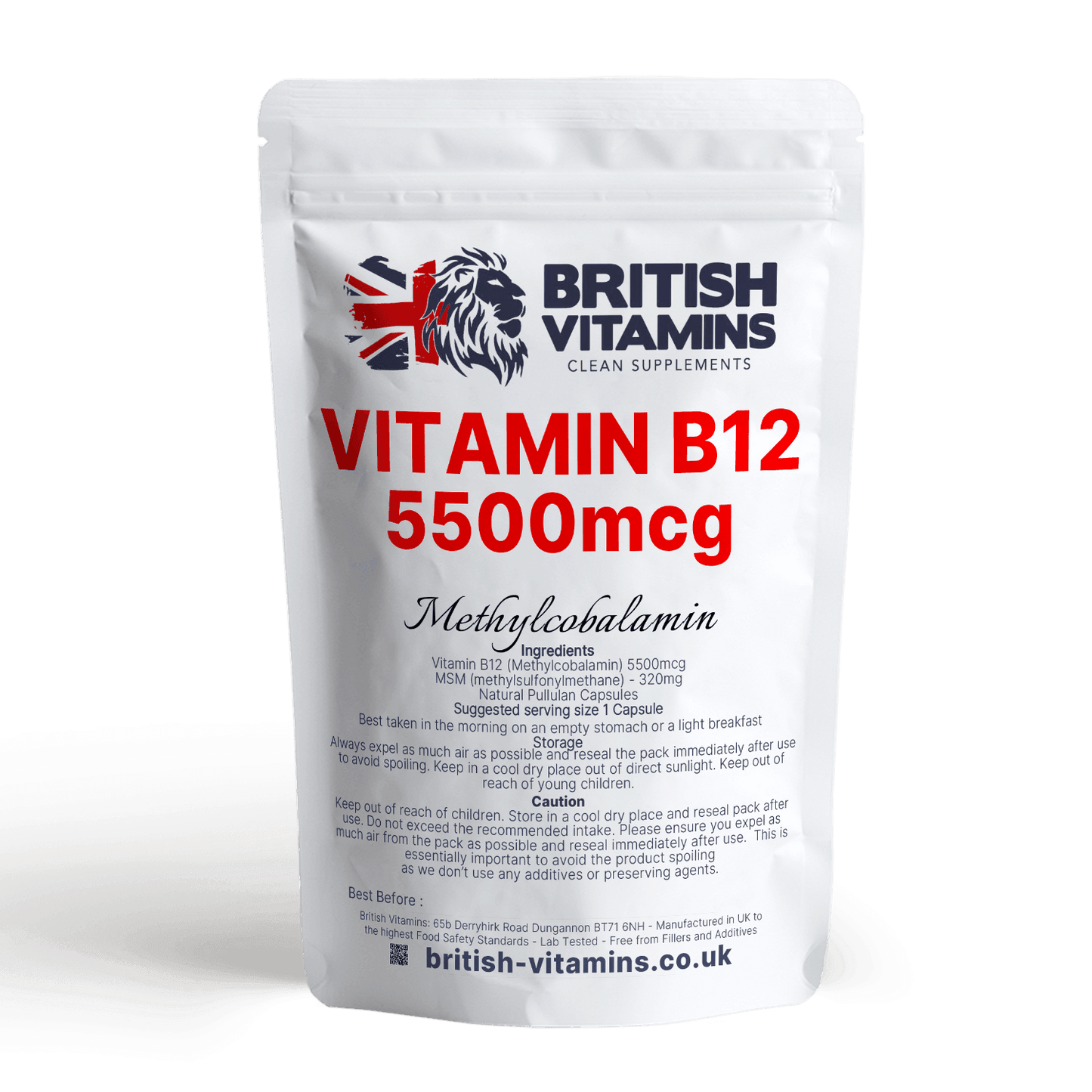 Vitamin B12 Methylcobalamin 5500mcg formulated with MSM Health & Beauty:Vitamins & Lifestyle Supplements:Vitamins & Minerals British Vitamins
