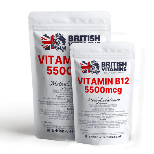 Vitamin B12 Methylcobalamin 5500mcg formulated with MSM Health & Beauty:Vitamins & Lifestyle Supplements:Vitamins & Minerals British Vitamins 5 Capsules ( Sample )