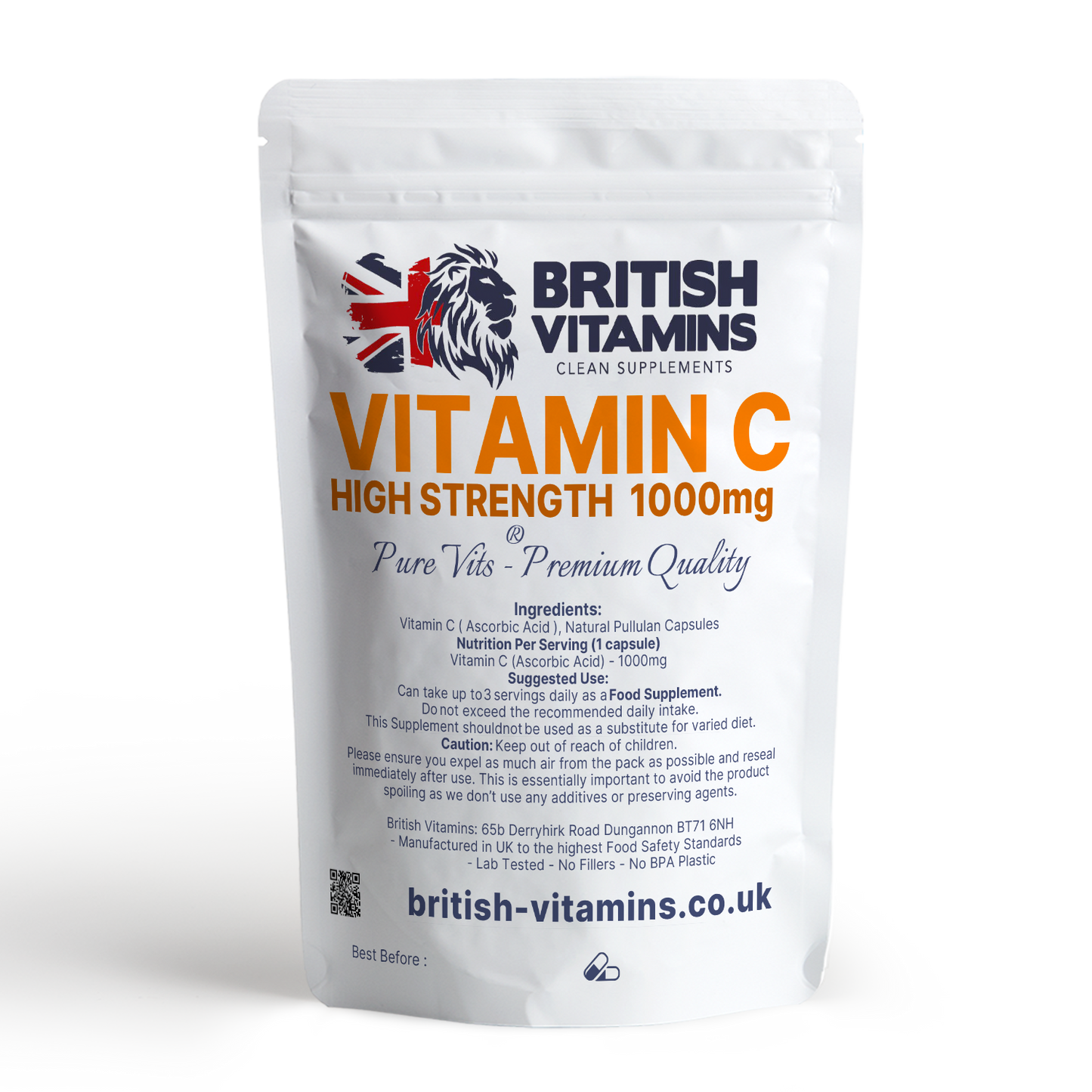 Vitamin C (L-Ascorbic-acid) 1000mg Health & Beauty:Vitamins & Lifestyle Supplements:Vitamins & Minerals British Vitamins