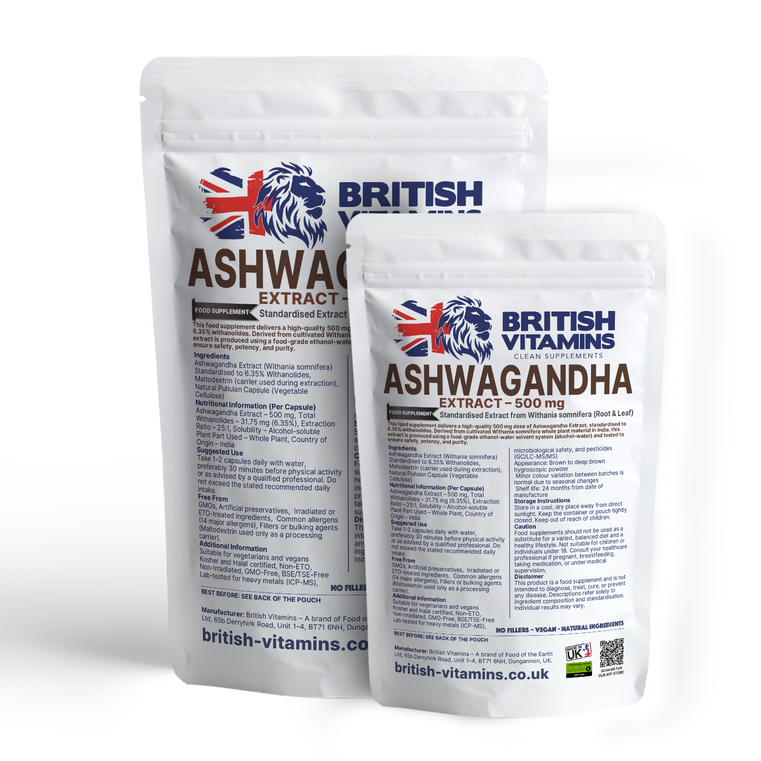 Ashwagandha+ 500mg High-Strength Extract British Vitamins
