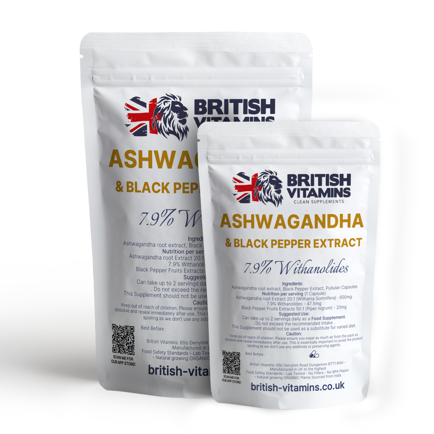 Ashwagandha 600mg contains 7.9% Withanolides with Black pepper extract 50:1 Health & Beauty:Vitamins & Lifestyle Supplements:Vitamins & Minerals British Vitamins   