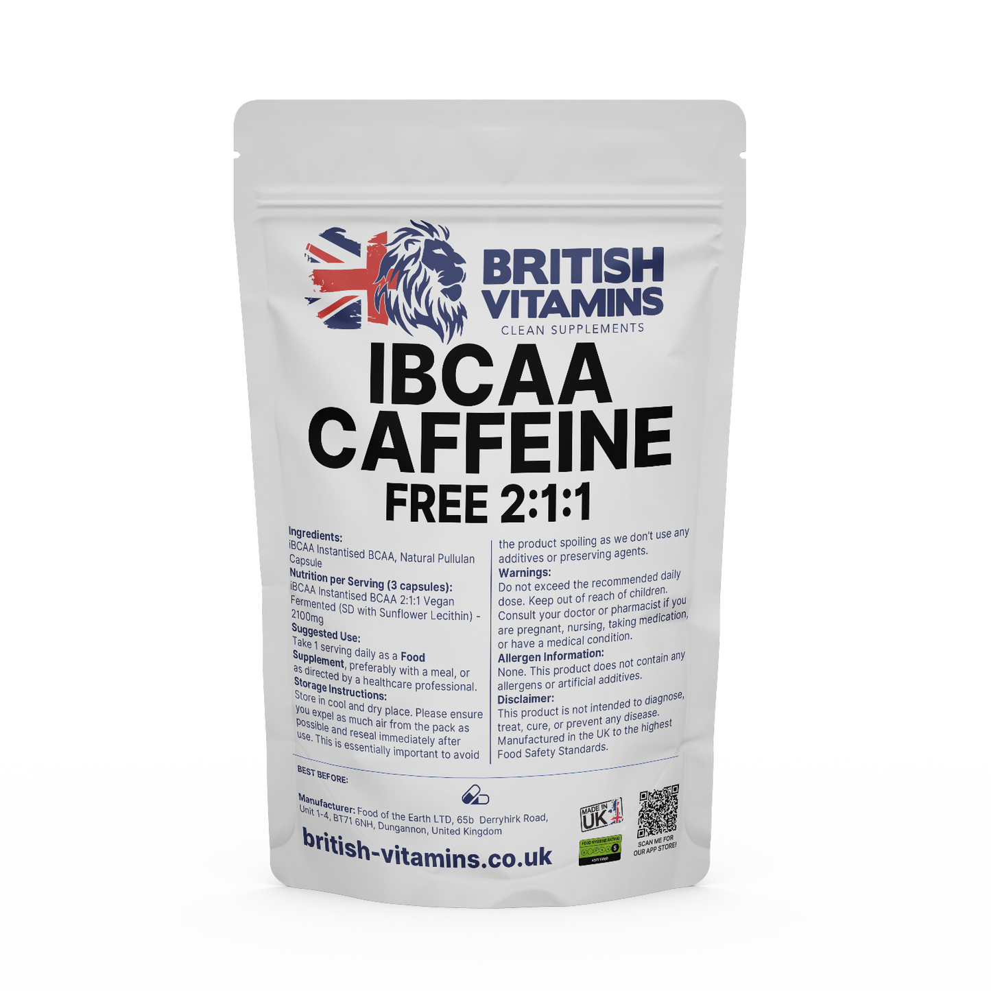 BCAA 2:1:1 Amino Health & Beauty:Vitamins & Lifestyle Supplements:Vitamins & Minerals British Vitamins 120 Capsules