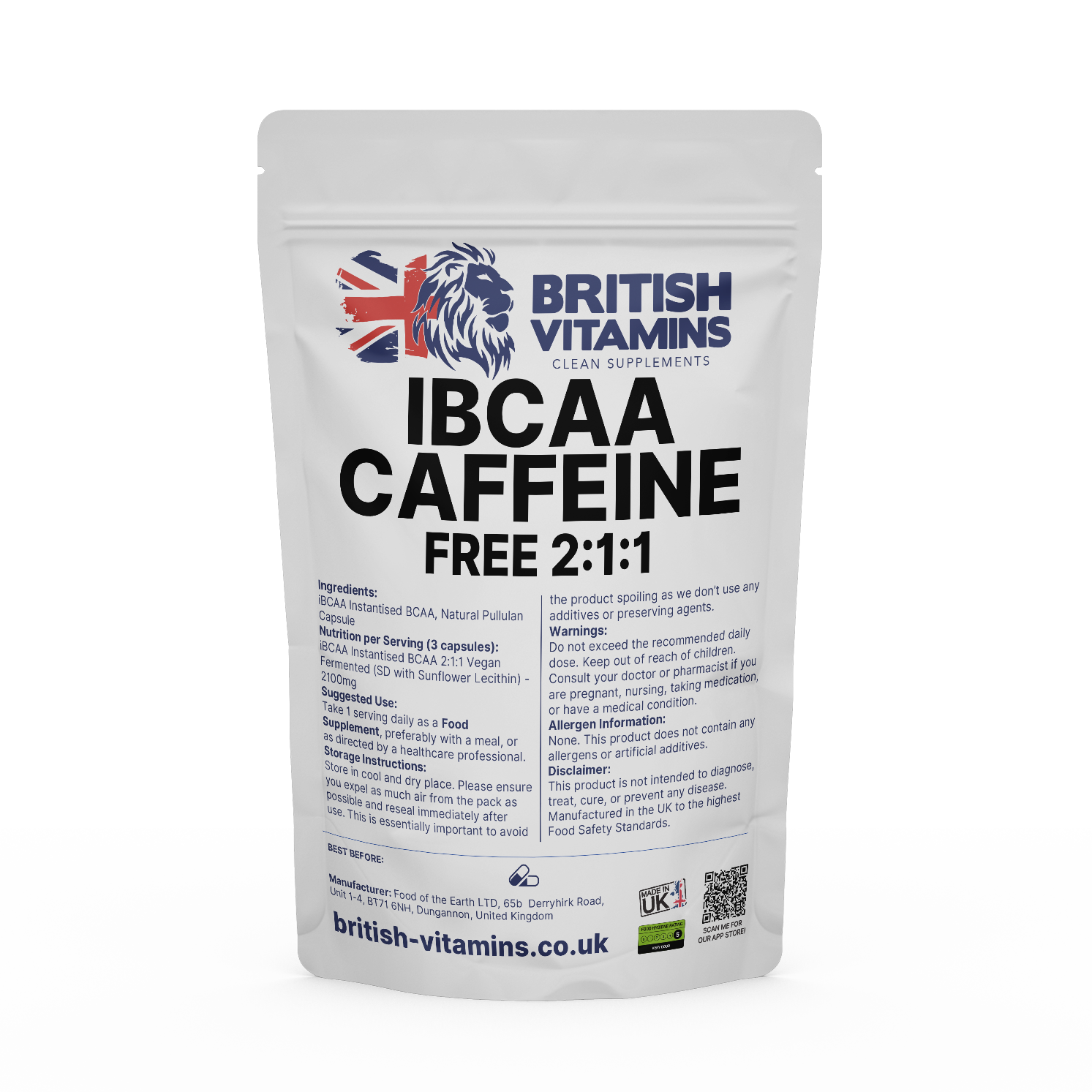 BCAA 2:1:1 Amino Health & Beauty:Vitamins & Lifestyle Supplements:Vitamins & Minerals British Vitamins 120 Capsules